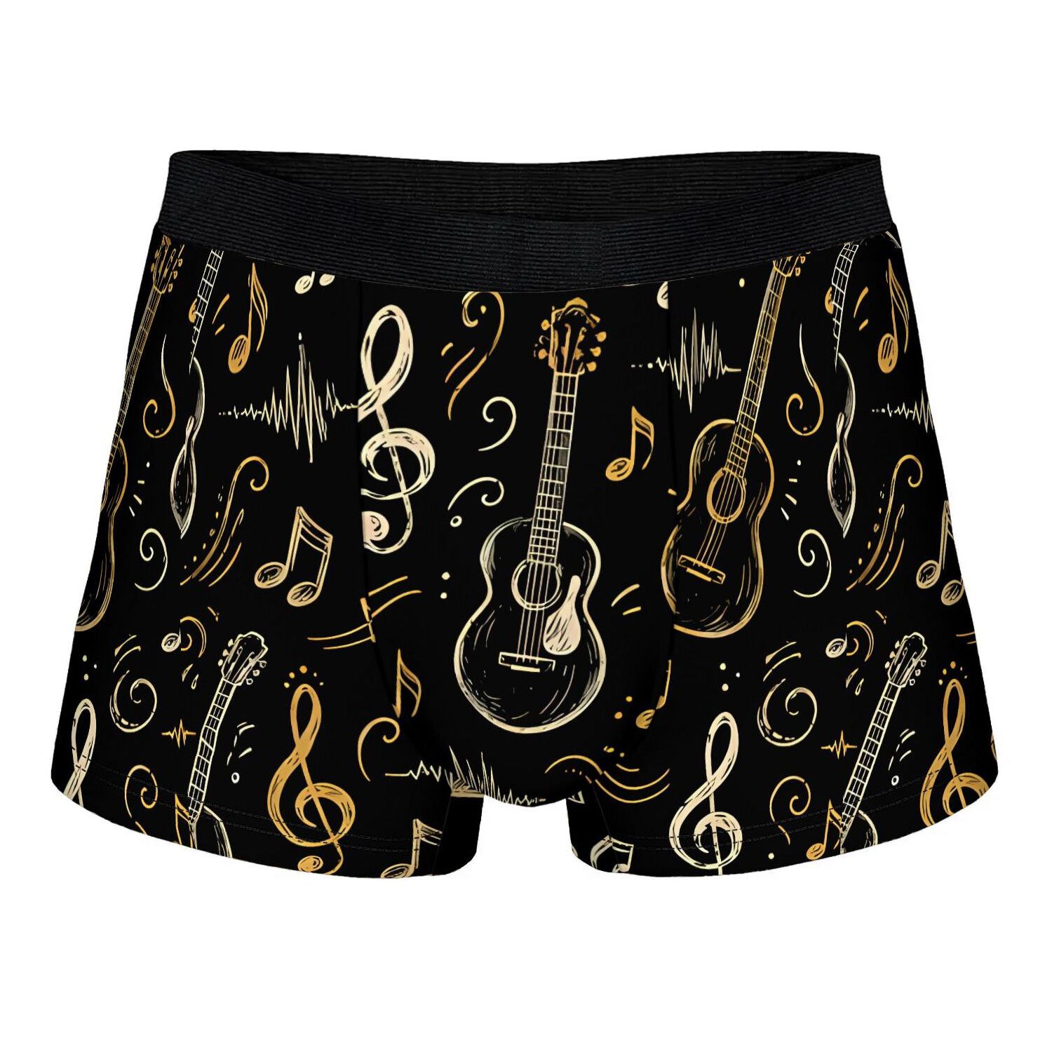 TEMU 2d Print Design Music Abstract Guitar Musical Note Men's Boxers Shorts Breathable Underwear, Casual & Style