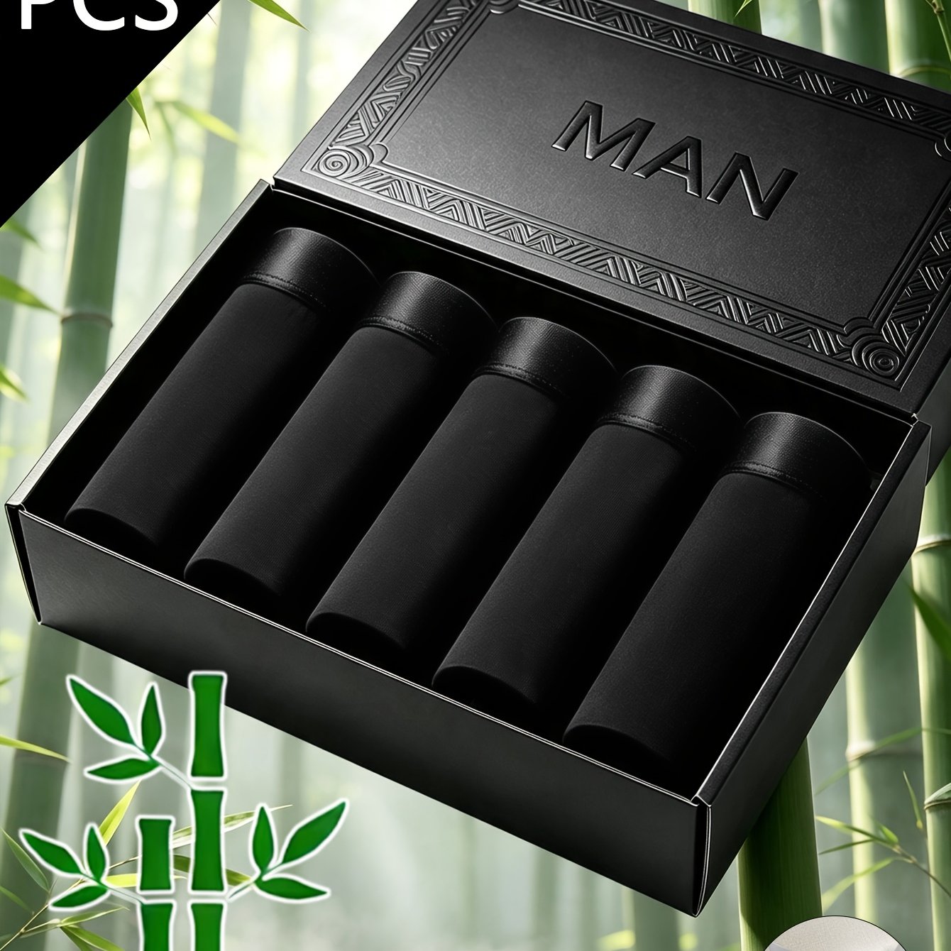 TEMU Pack de 5 calzoncillos para hombre hechos de fibra de bambú, suaves y delicados con la piel, con una de lujo , confeccionados con , duraderos y