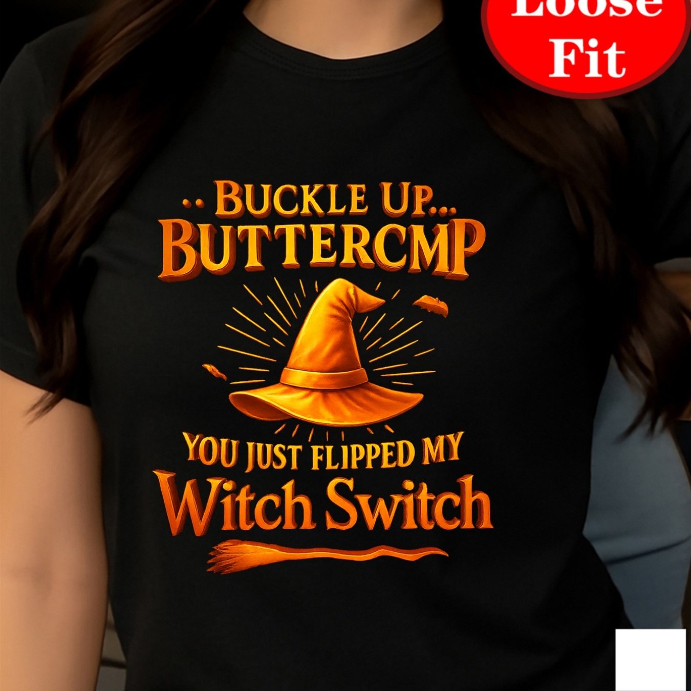TEMU Halloween Witch Hat Print, Round Neck Short Sleeve T-shirt, Casual Top For Spring And Summer, Plus Size Women's Clothing