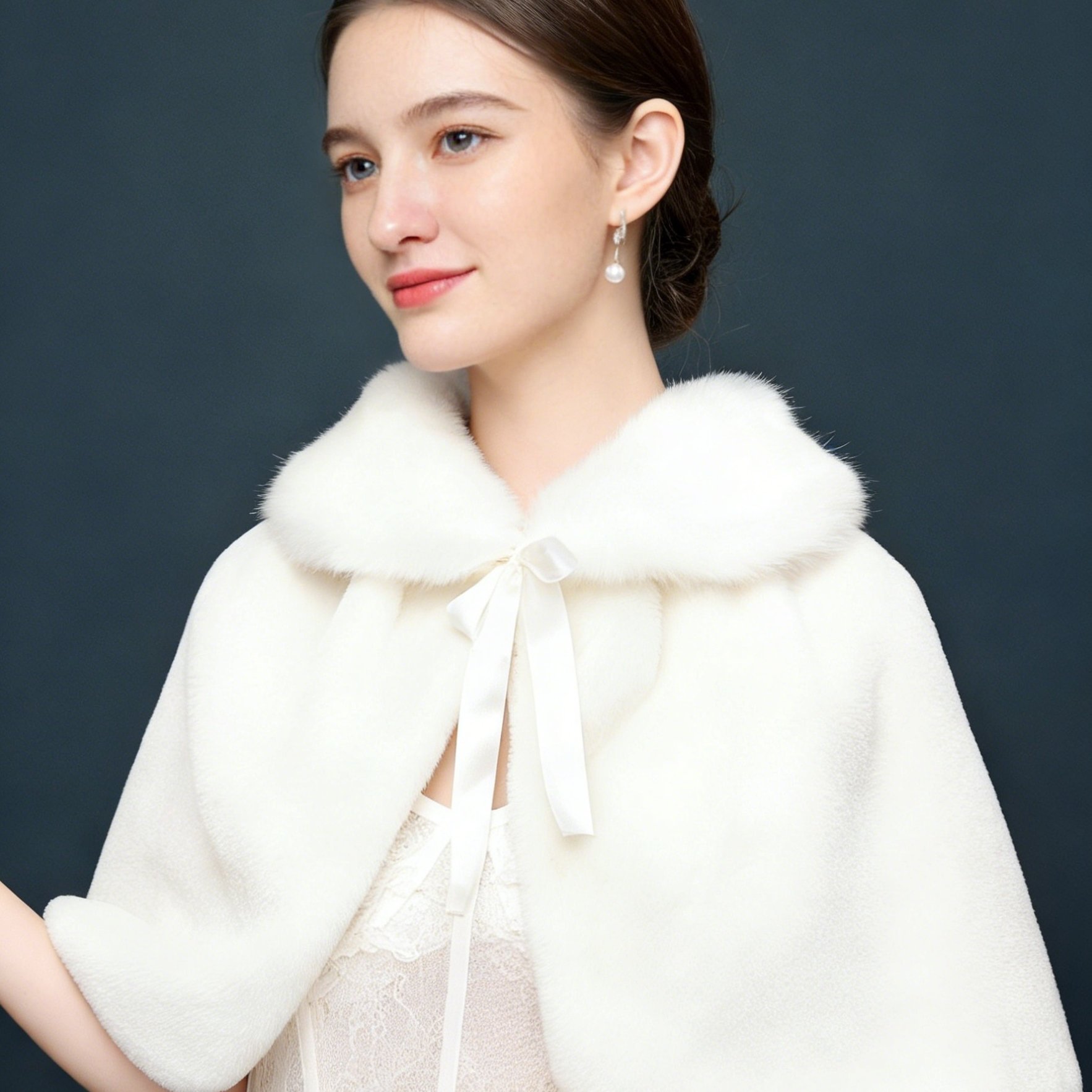 TEMU Plus Size, Fashionable Women's Plus Size Bridal Shawl For Weddings, Parties, Performances, And Gatherings, Autumn/winter Warm White Shawl