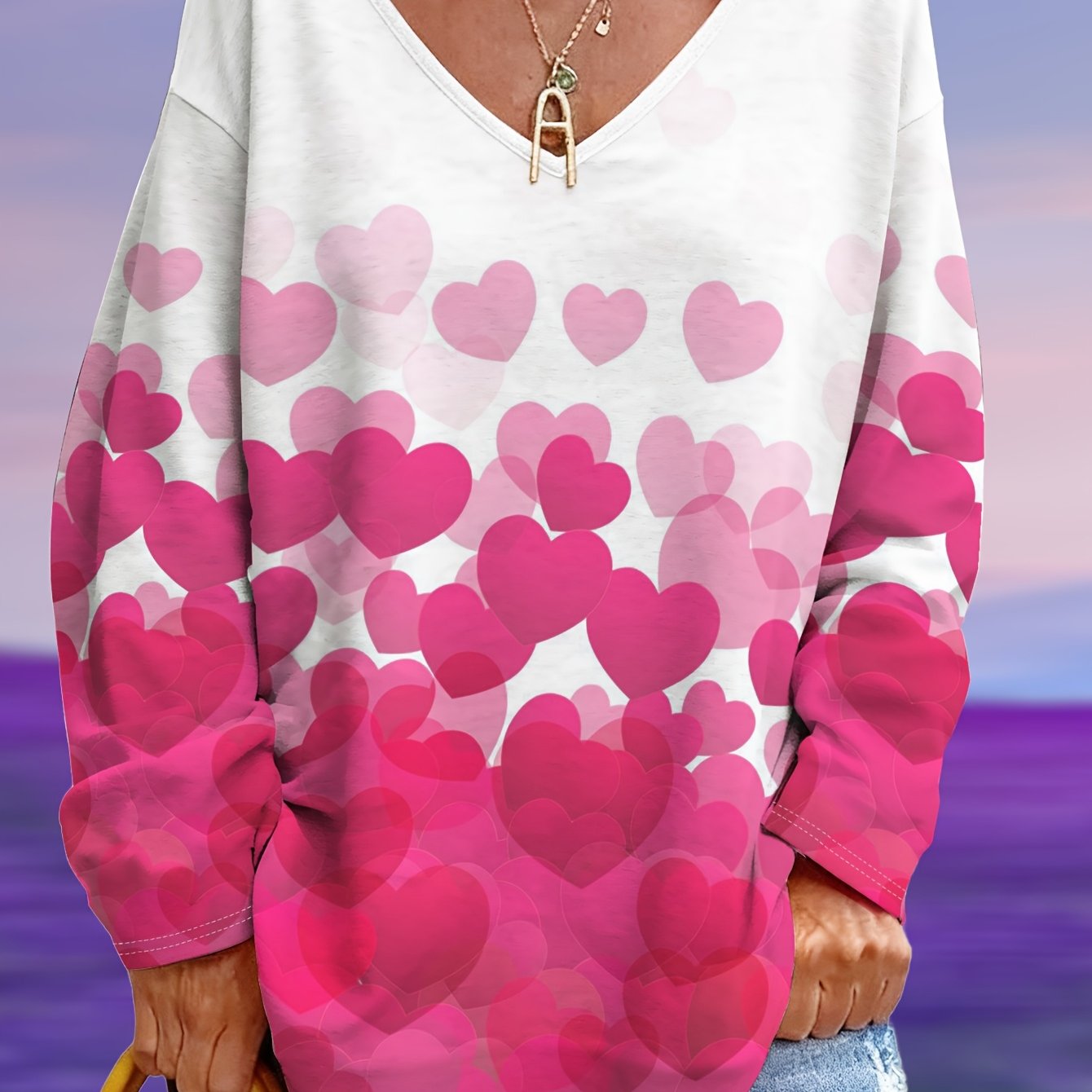 TEMU Plus Size - Plus Size - Plus Size Women' Base Colorful Floral Style Loose V-neck T-shirt, Plus Size Ladies Figure-flattering