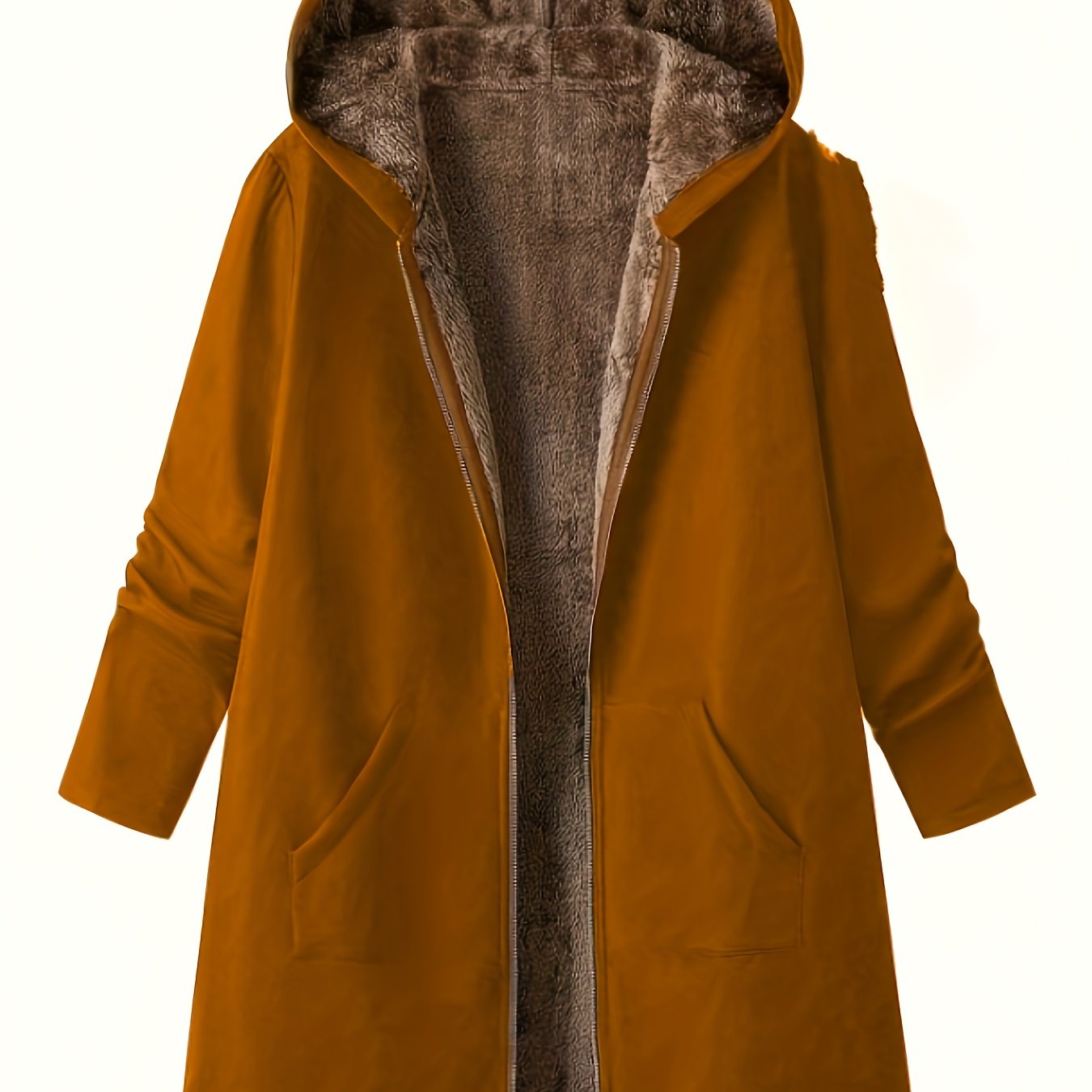 TEMU Chaqueta con capucha de color liso y forro térmico para y uso casual en otoño/invierno
