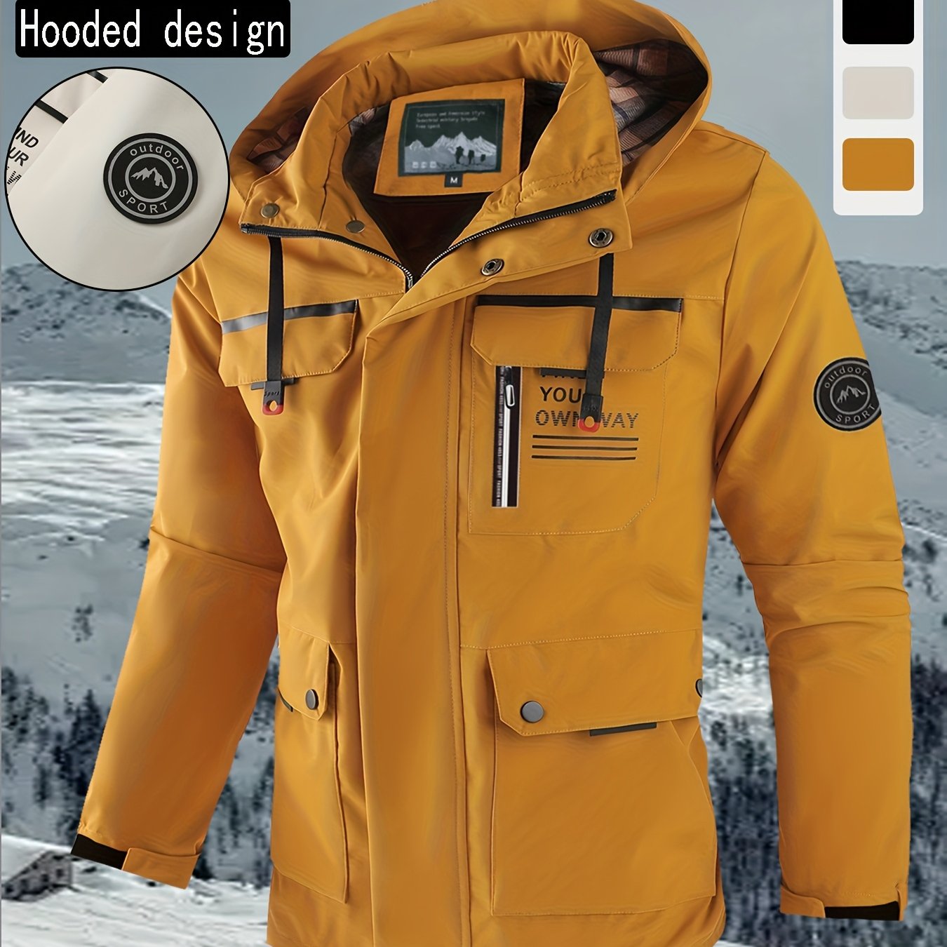 TEMU Winter 1pc Men's Sportswear And Functional Jacket Coat Thickened Hooded Style
