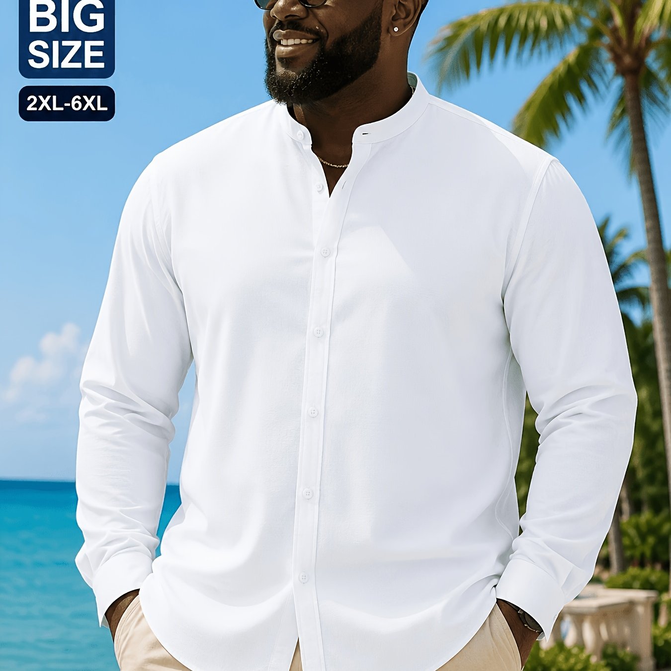 Image of Men's Collar Plus Size Shirt (5 Colors ) Light Business Men's Plus Size Formal Wear, Outdoor Golf Fishing Travel Sports Breathable Plus Size Collar Shirt, Elastic Plus Size Not Tight