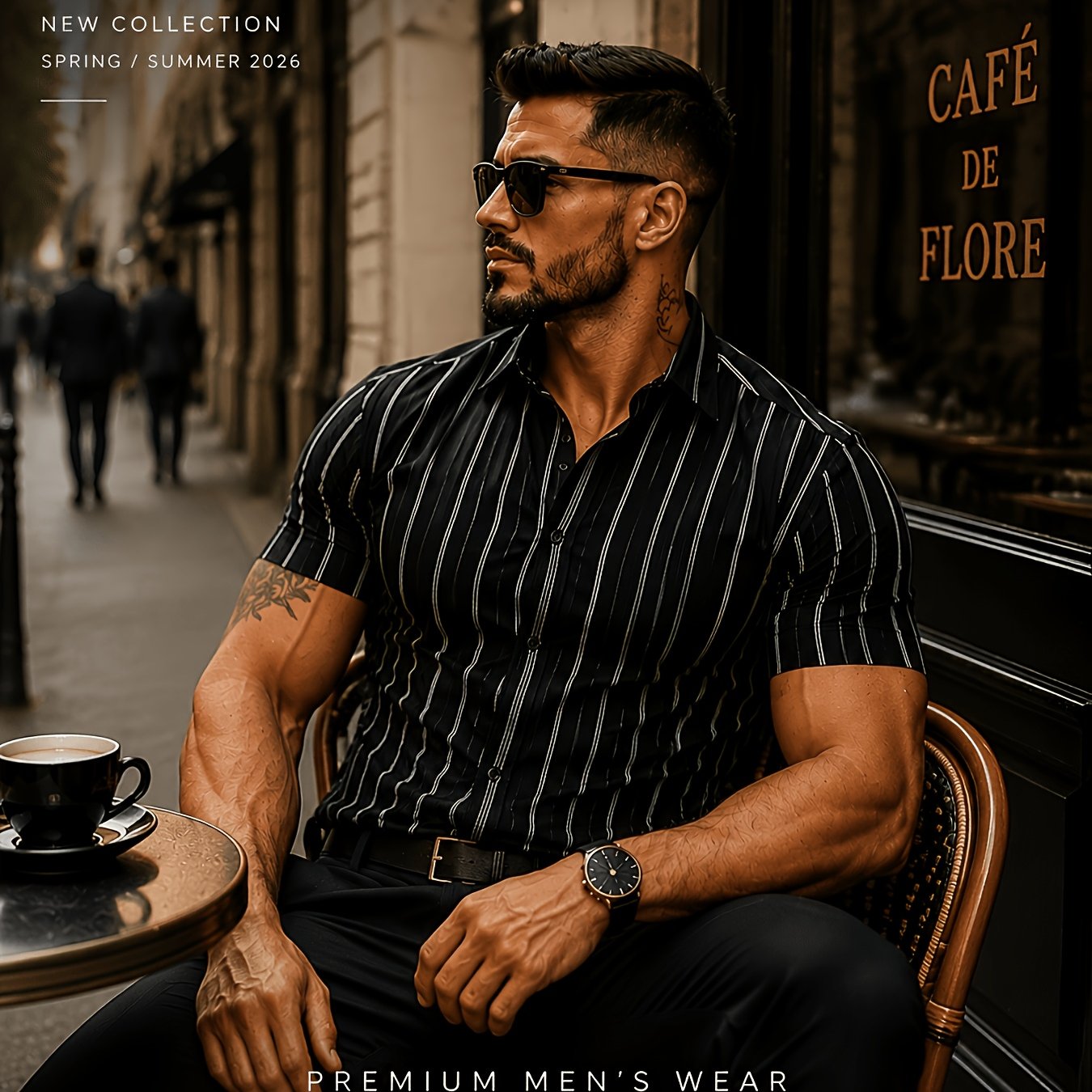 TEMU Men's Striped Short Sleeve Single-breasted Casual/, Classic Striped Men's Short Sleeve Shirt