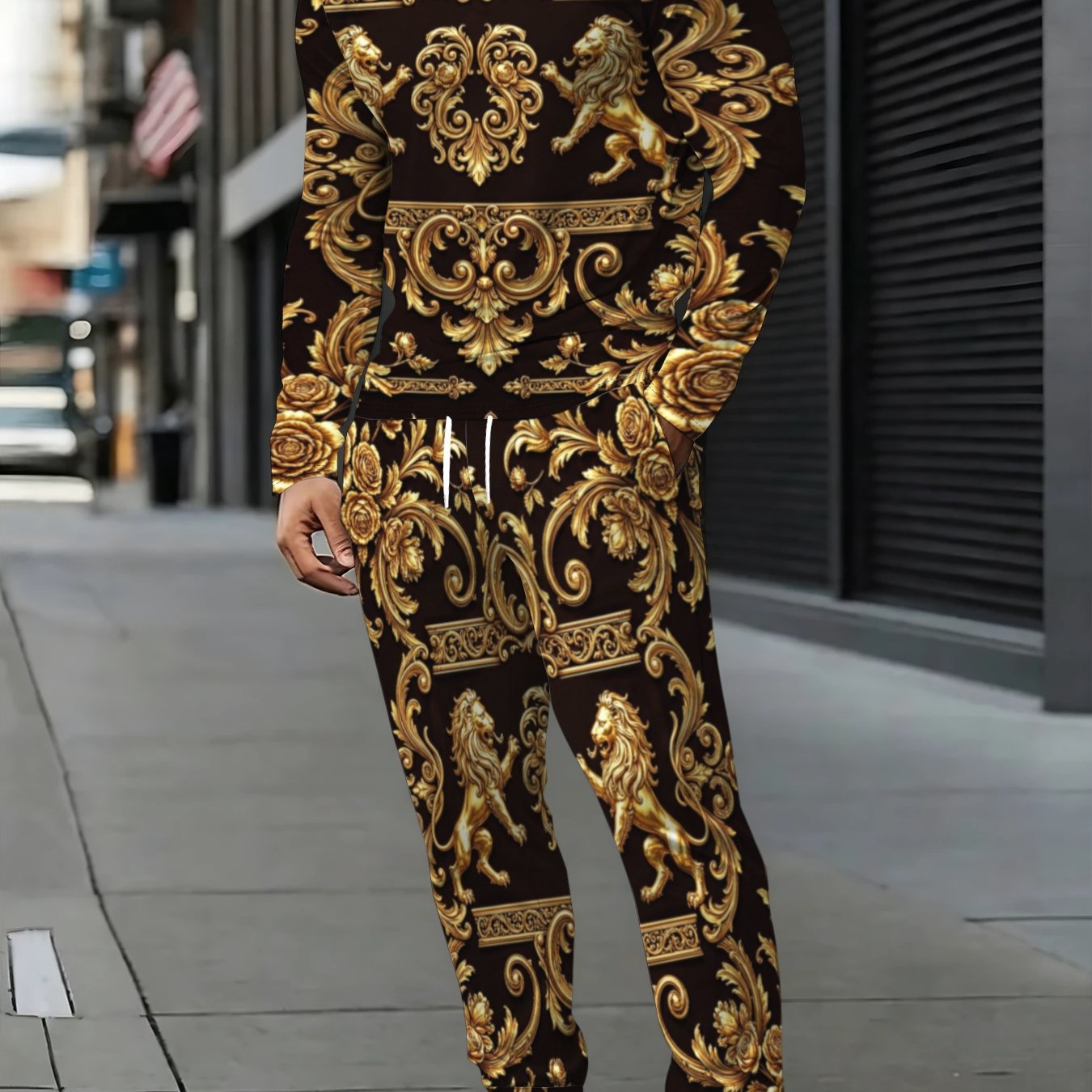 TEMU Men's 2pcs Set: Crew Neck Long Sleeve T-shirt And Long Pants, Suitable For Casual Daily Wear In