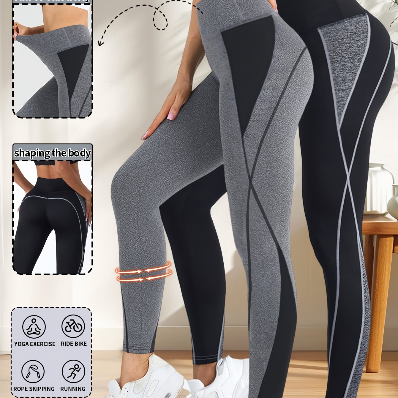 E-shop Heiß: 2 Stück Neue Damen Yoga-Hosen, Elastische Fitness-Leggings für Outdoor, Bauchkontrollierende Po-Formende Beinhosen, Bequeme Atmungsaktive