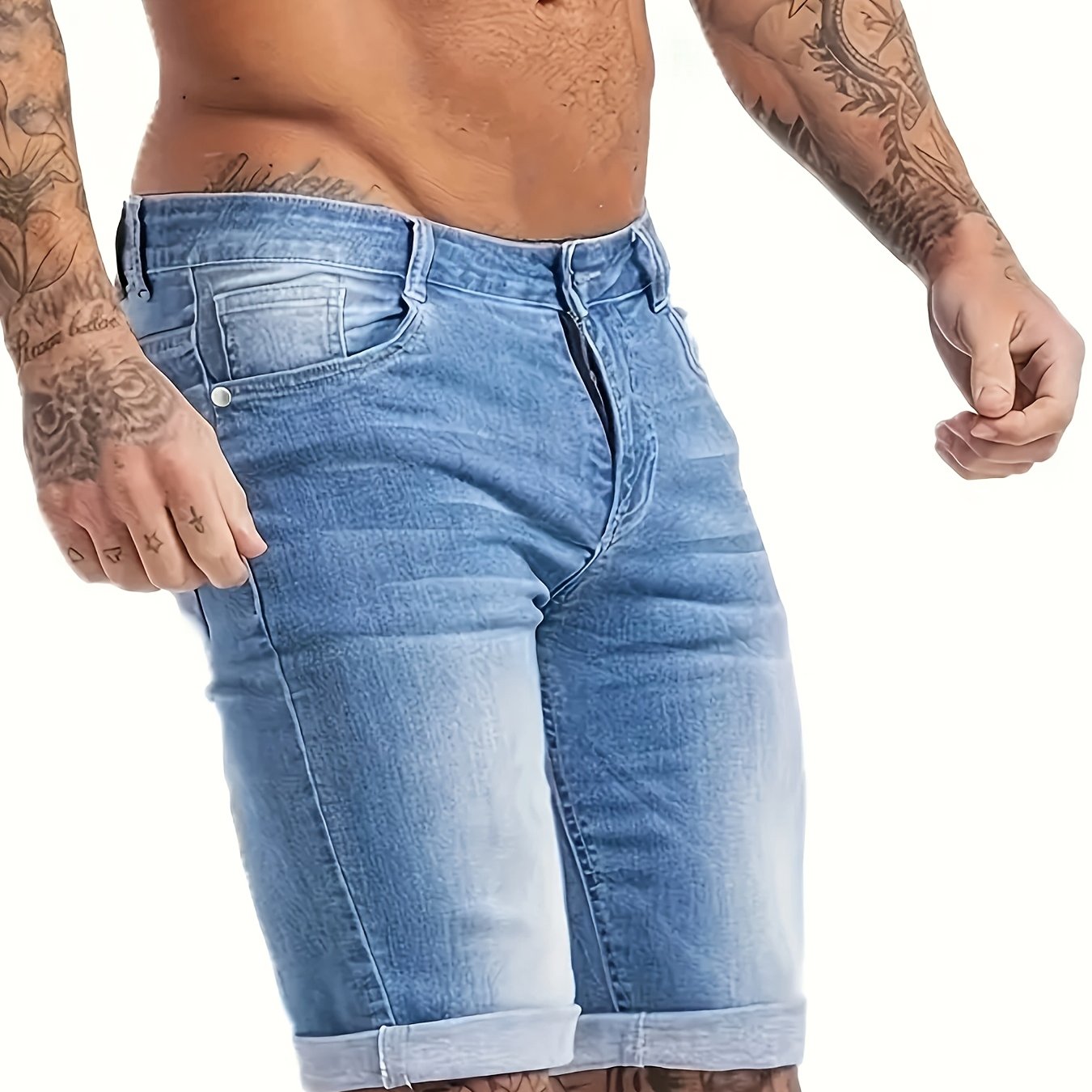 Slim-fit Stretch Denim Mid-length Pants