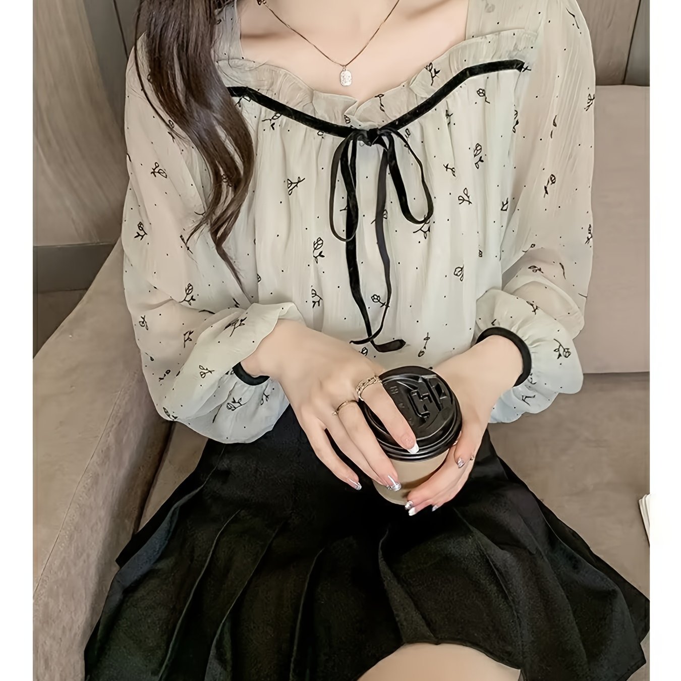 TEMU 【春・秋向け】おしゃれな花柄長袖ブラウス レディース 春秋向け おしゃれなシャツ ファッションレディース向け