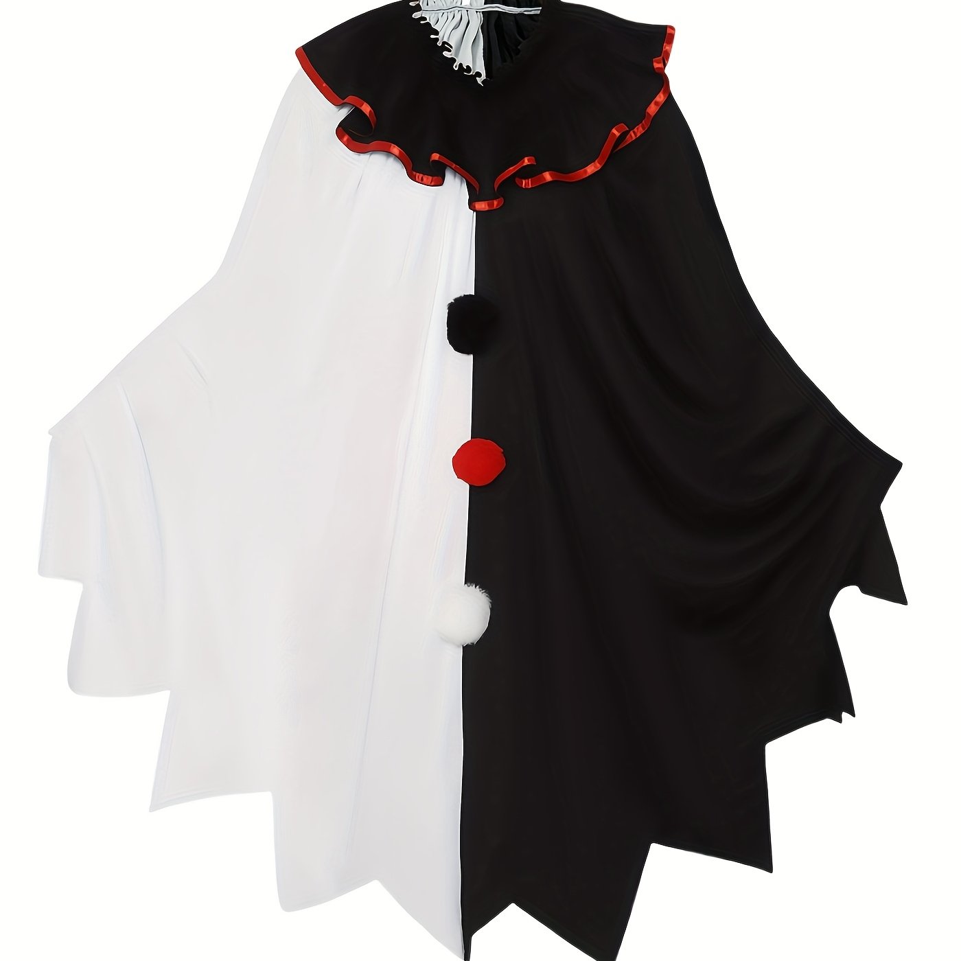 TEMU 【ホラー】 。ハロウィン 黒と白のケープ メイクアップボール、大人向け、ステージ コスチューム