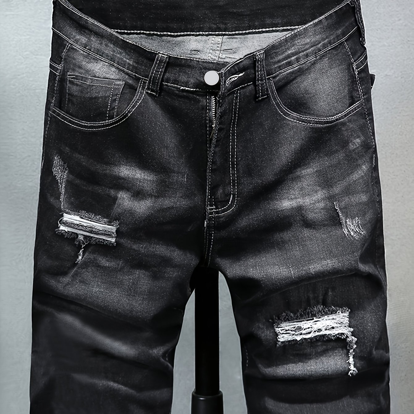 Ripped Denim Mid-length Pants