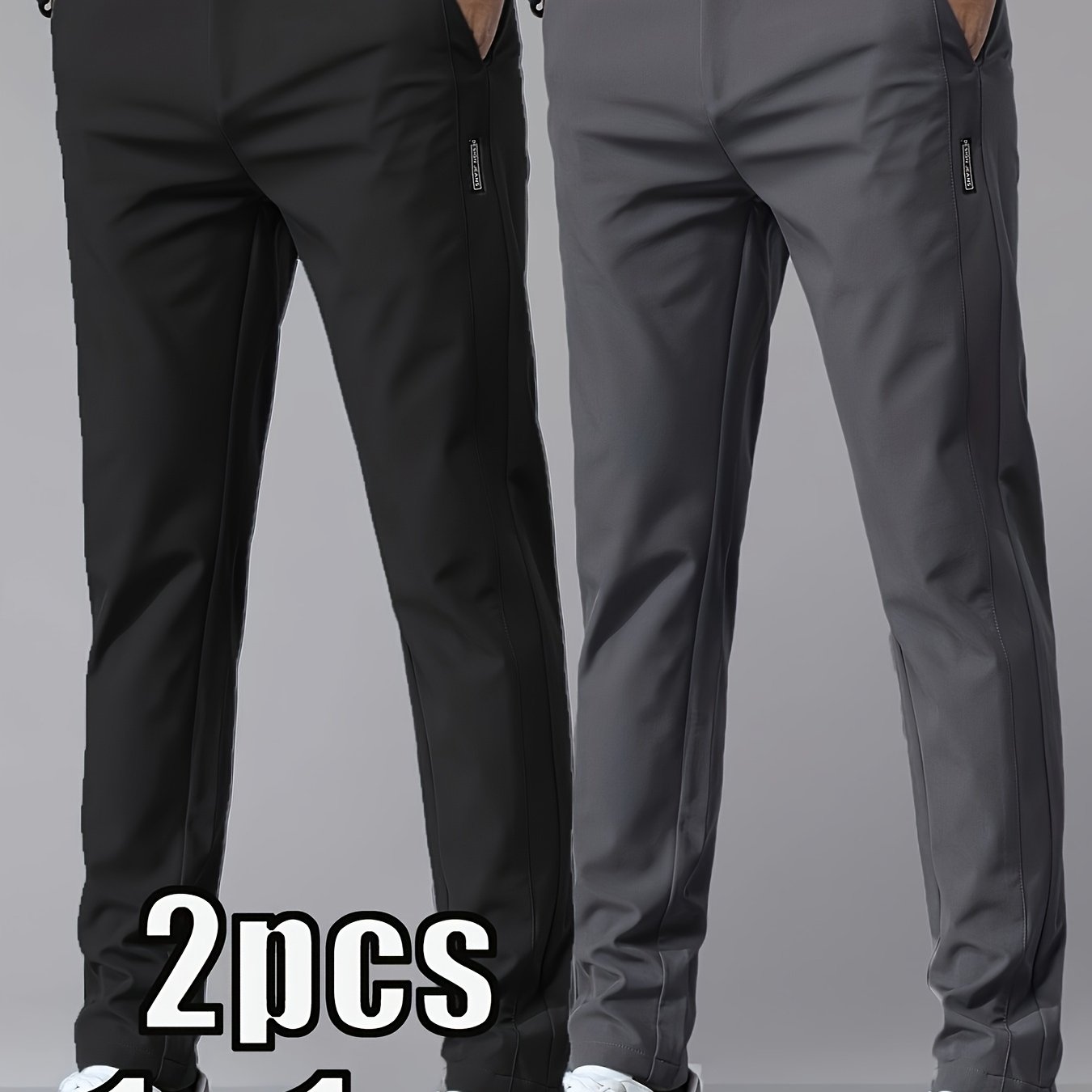 TEMU 2pcs Set Men' Color Straight Athletic Pants With Drawstring, Cool Quick-dry Casual Comfortable Loose Outdoor Trousers, Suitable For Gifting,