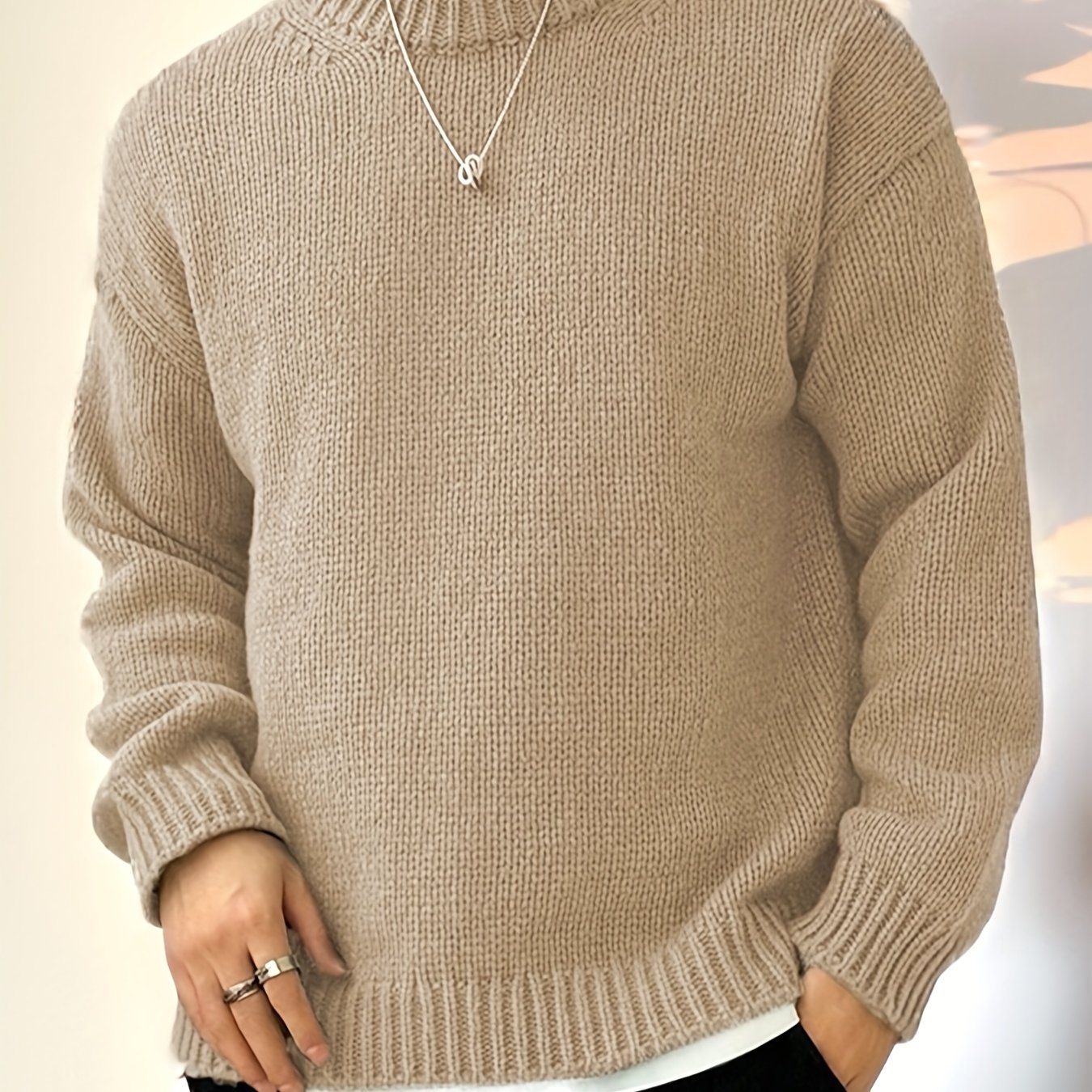 Men' Knit Pullover, Casual Long Sleeve Crew Neck Sweater For Fall Winter