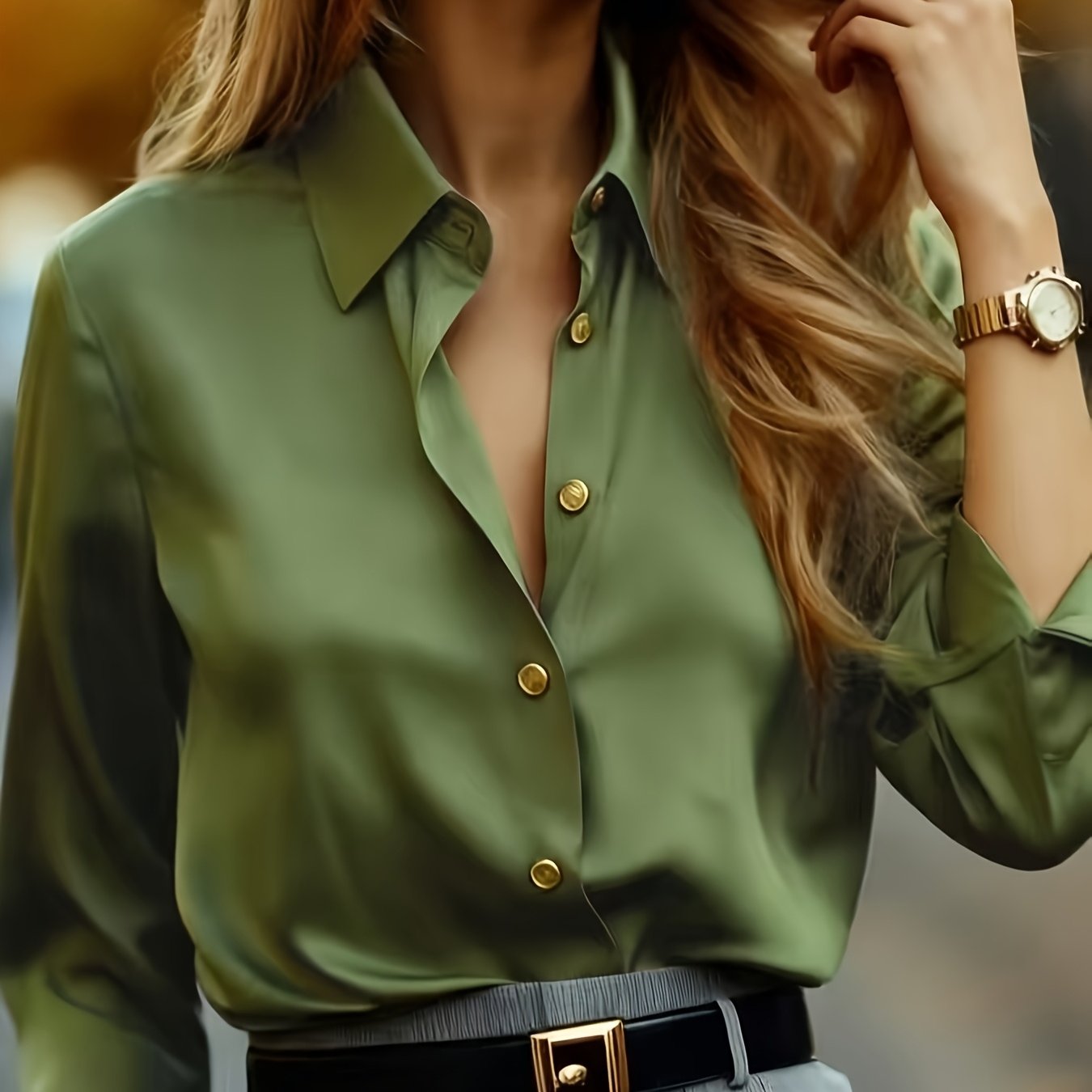 TEMU Dw260726014 New Women's Elegant Shirt, Suitable For Work, Wedding, Party, Concert, , Airport, , Suitable For Halloween, Christmas, Retro Style