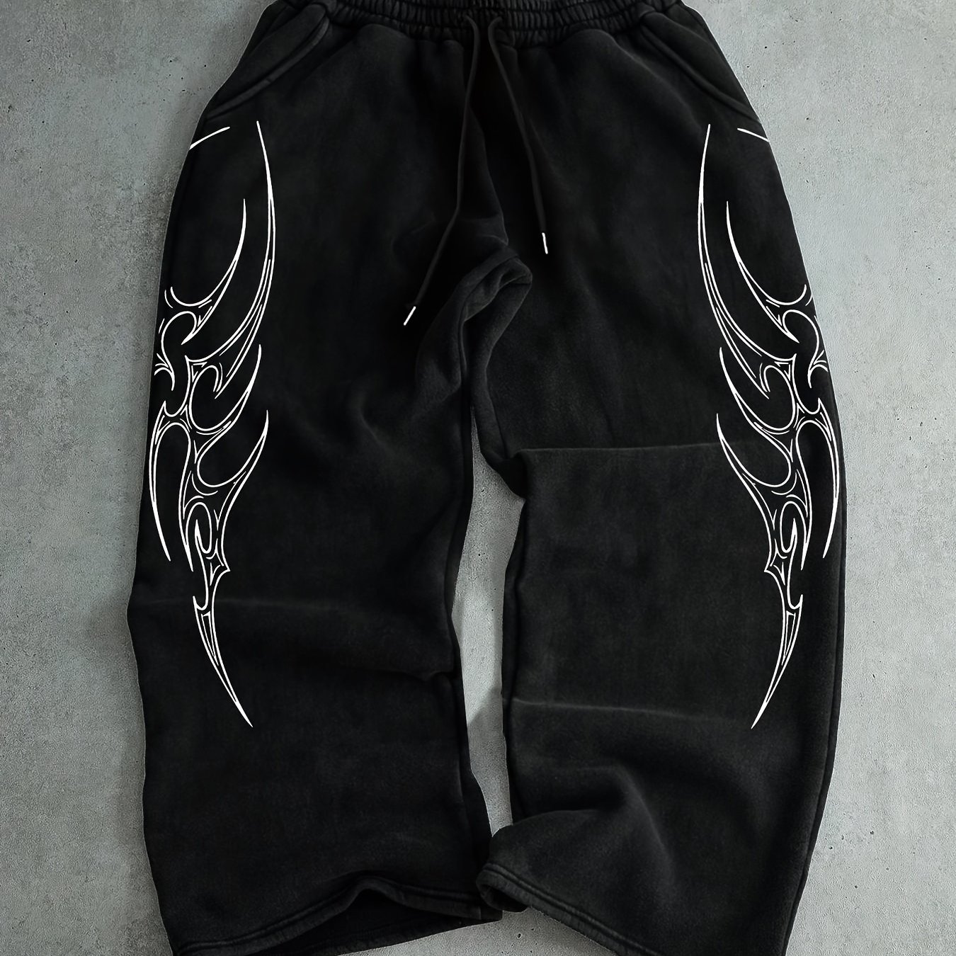 TEMU Stretchy Vintage Elastic Waist Sweatpants With Gothic Print, Comfortable Sweatpants For Fashion Enthusiasts, Athletic Sweatpants, Casual