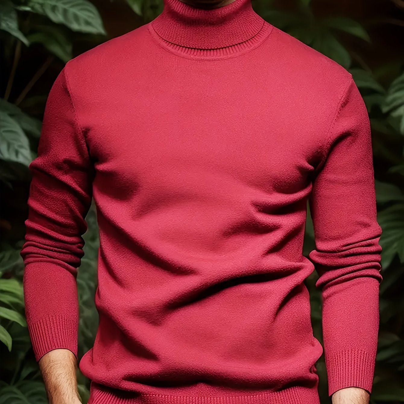TEMU Cross-border New Autumn-winter Men' Color Turn- Collar Pullover Knit Sweater