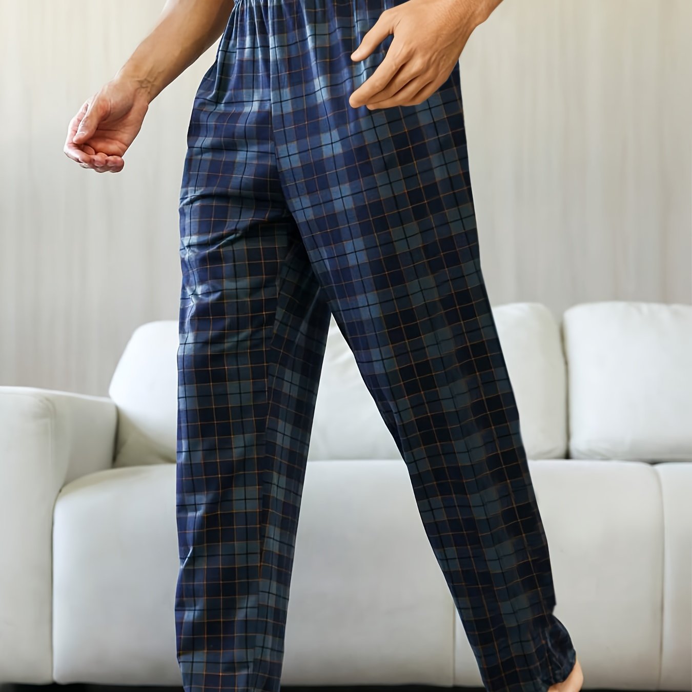 TEMU Men's Casual Comfortable Trousers, Fashion Loose Elastic Waist Home