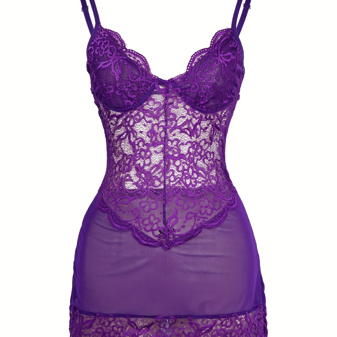 Image of Purple Lace Lingerie Dress, V-neck Lace Sexy Lace Dress, Comfortable Pajamas, Women's Sexy Lingerie And Lingerie, Valentine's Day Gift Lace Pajamas