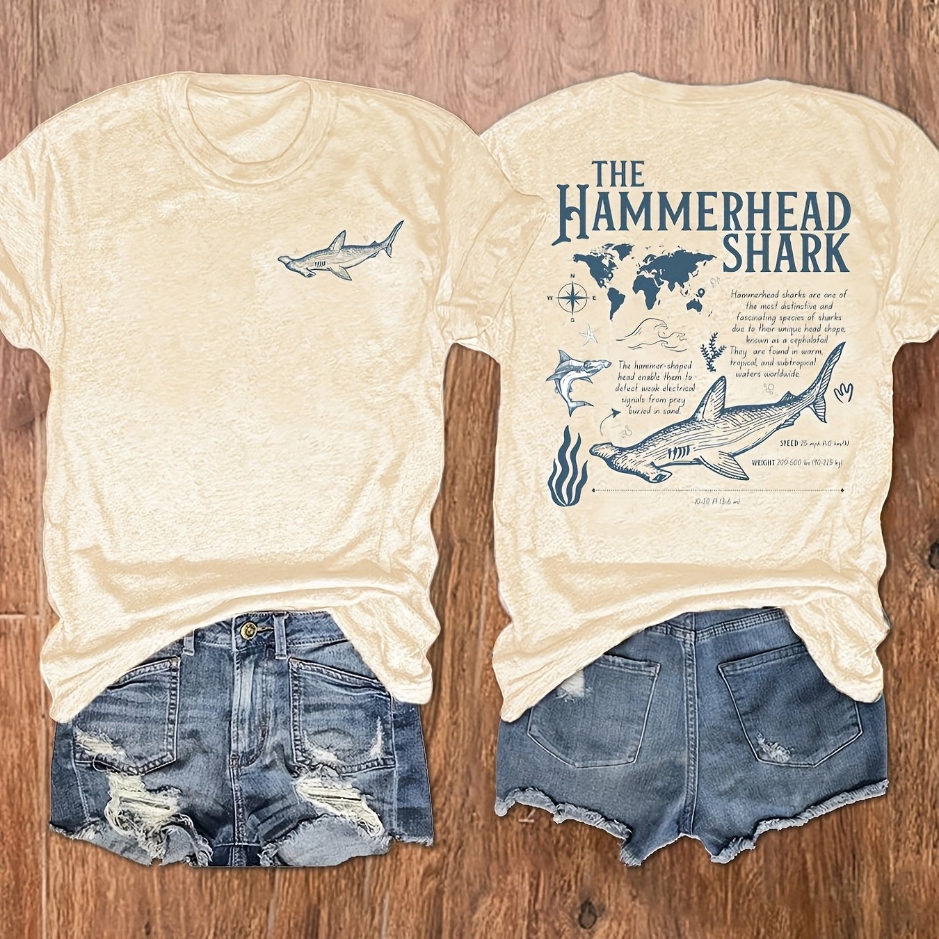 TEMU Casual Short-sleeve Crew Neck T-shirt With Graphic Print, Perfect For Summer And Spring, Designed For Women