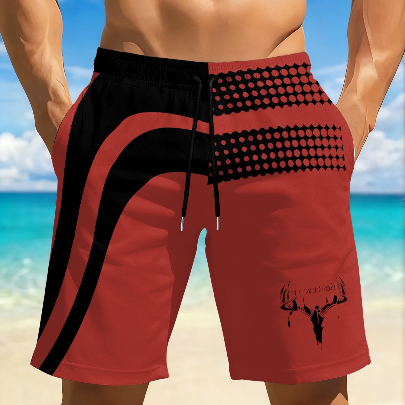 TEMU Men's Quick-drying Breathable Beach Shorts, Featuring Colorful Printed Designs, Elastic Waistband With Drawstring, And Pockets, Shorts Are