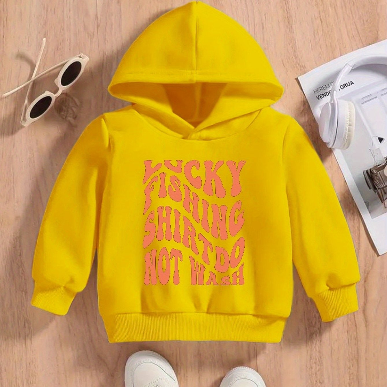Lucky Fishing Shirt Wash Letter Print Boys Hoodie Stay - Temu Italy