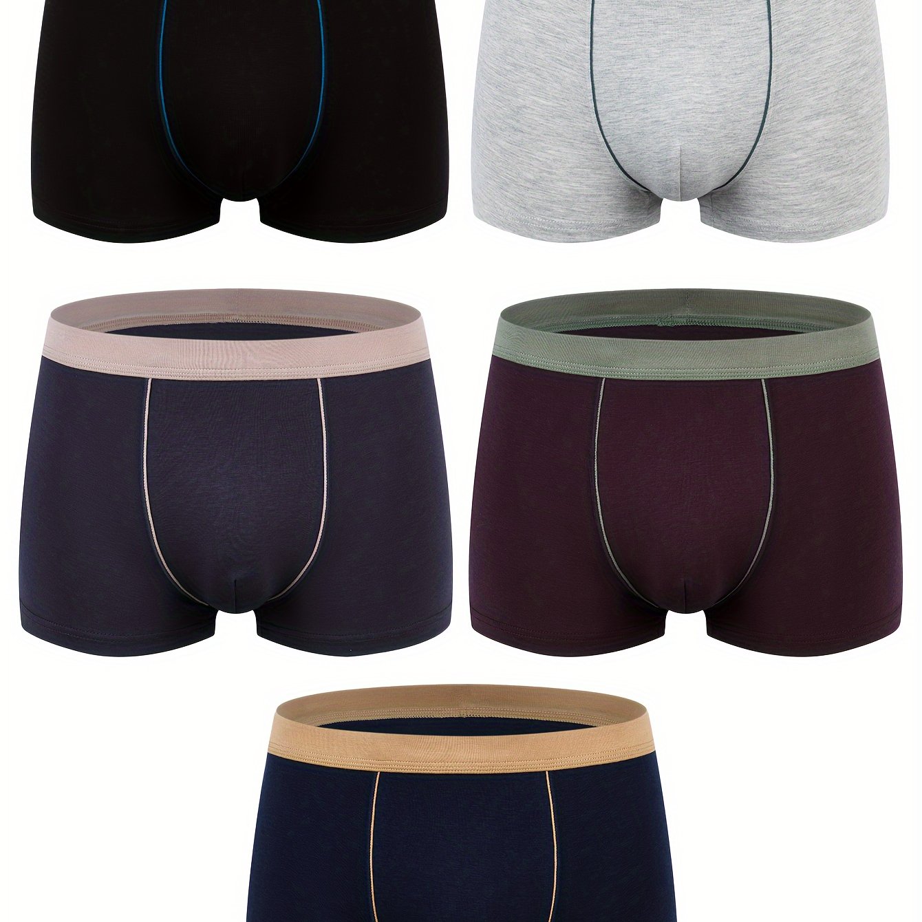 TEMU 5-pc Men's Plus Size Briefs - Breathable