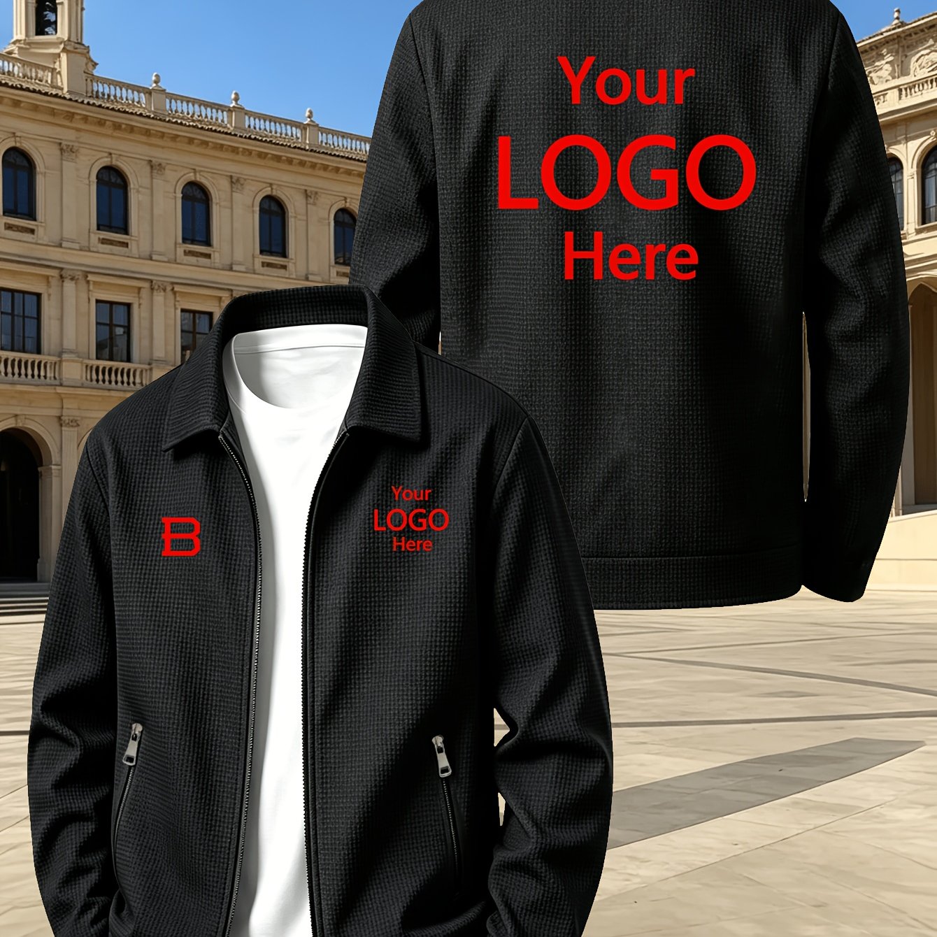 TEMU [factory Professional High-end Customization] Luxurious Men's Casual Breathable Lapel Custom Jacket, Fashionable All-match Top, Customizable