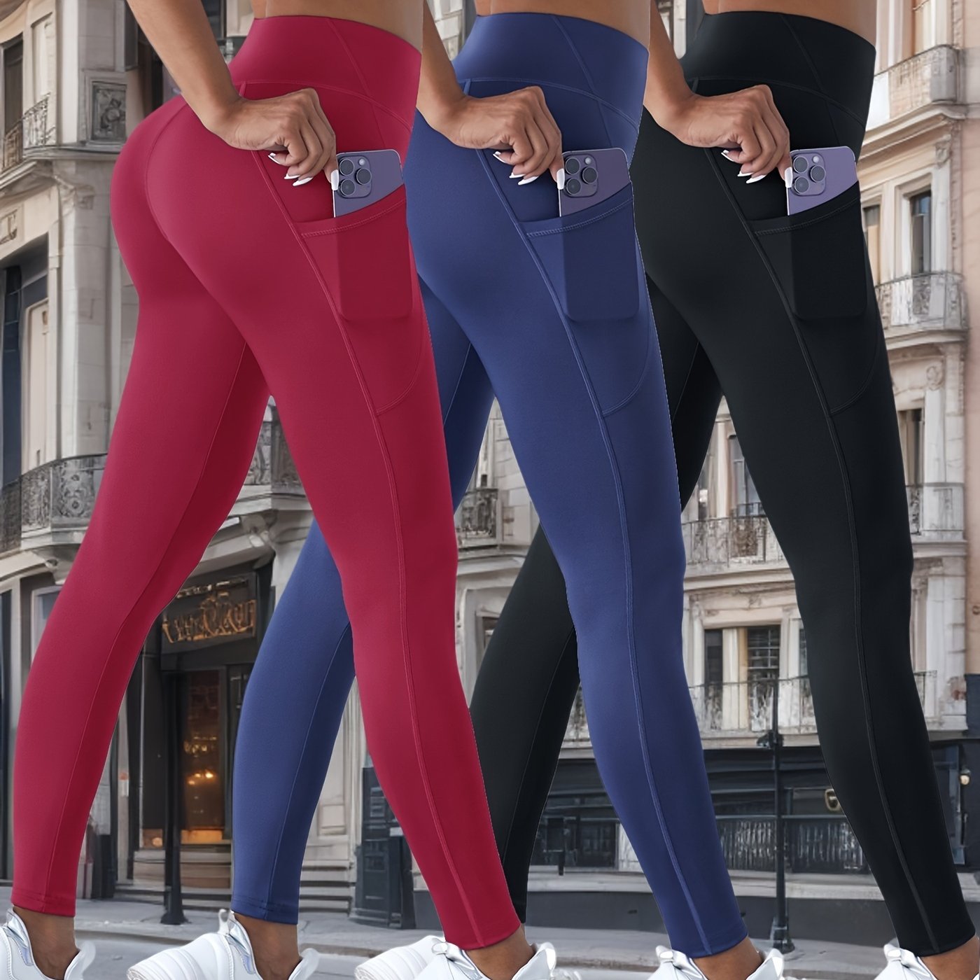 TEMU 3pcs New Women's Sports Long Pants, High Elastic Yoga Pants, Training Pants, Fitness Pants, Running Pants, Shaping Outdoor Long Pants With