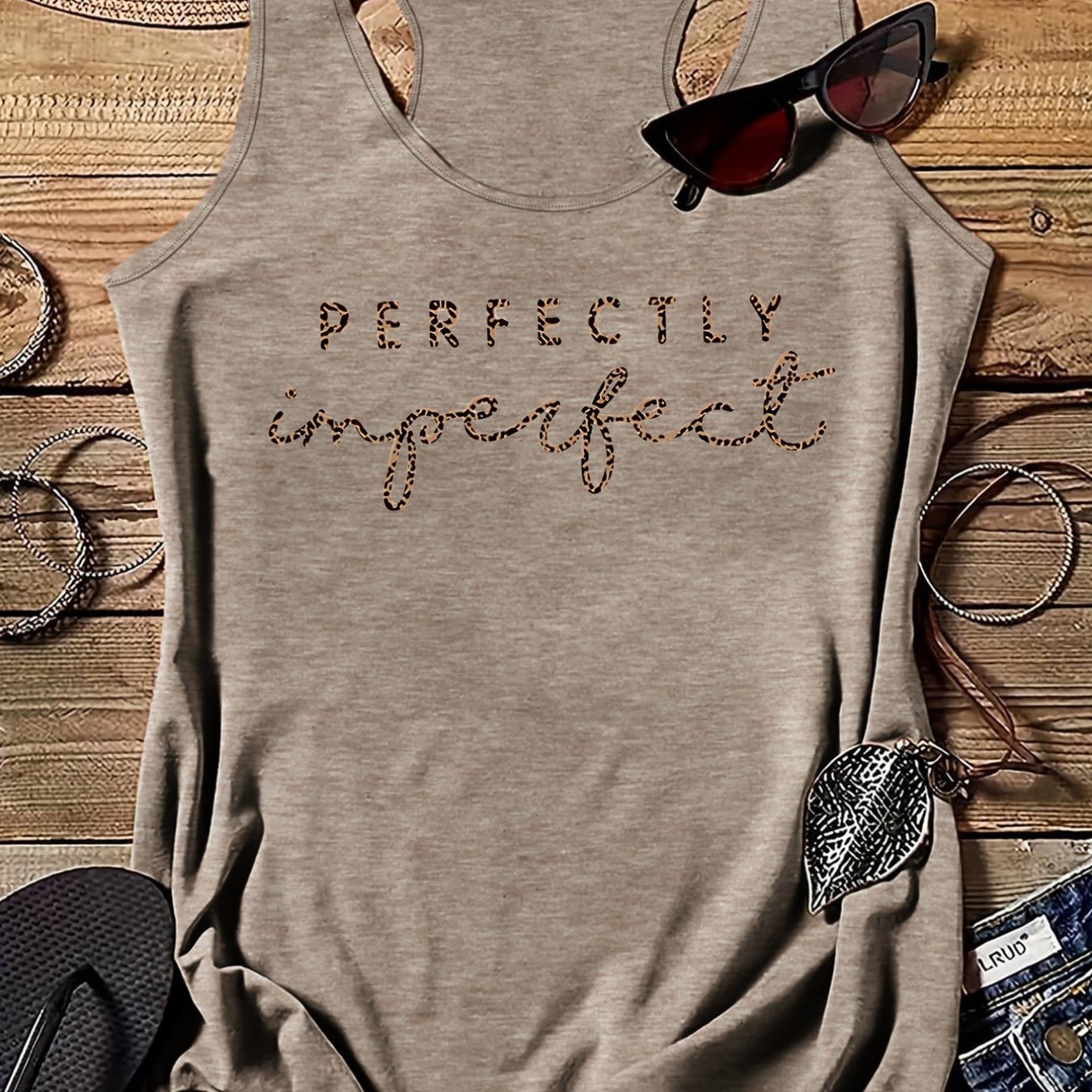 TEMU Graphic Print Tank Top, Casual Crew Neck Tank Top For Summer, Women's