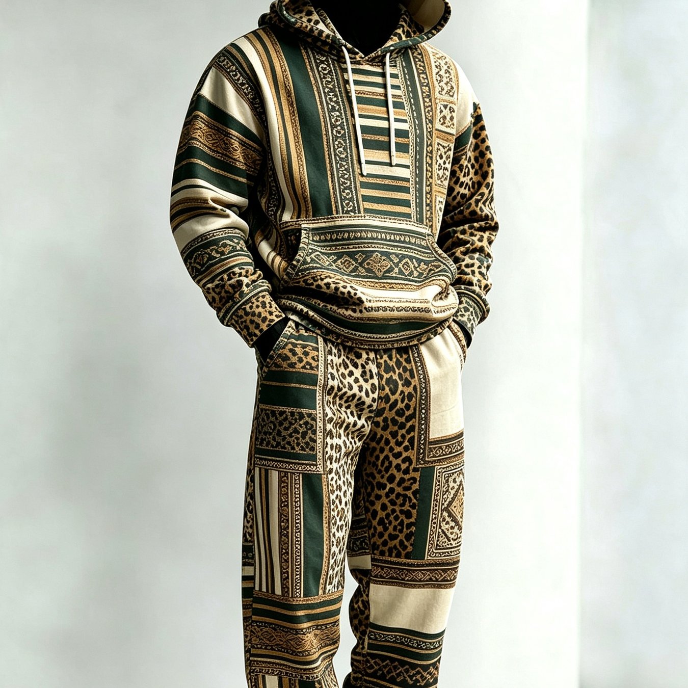 TEMU 2pcs Set With Artistic Geometric , Men's New Long-sleeve Hoodie For Spring And Autumn, With Casual Jogger Pants. Comfortable And Versatile Style