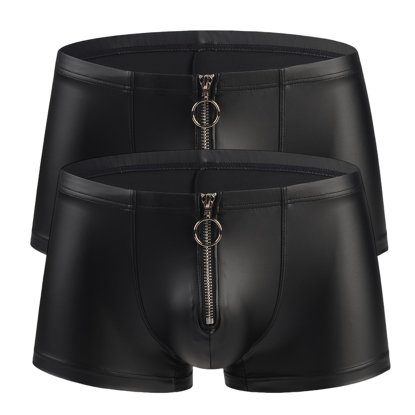 Image of 2pcs Men's Panties Boxers Underwear Metal Zipper Comfortable Low Waist Men Shorts