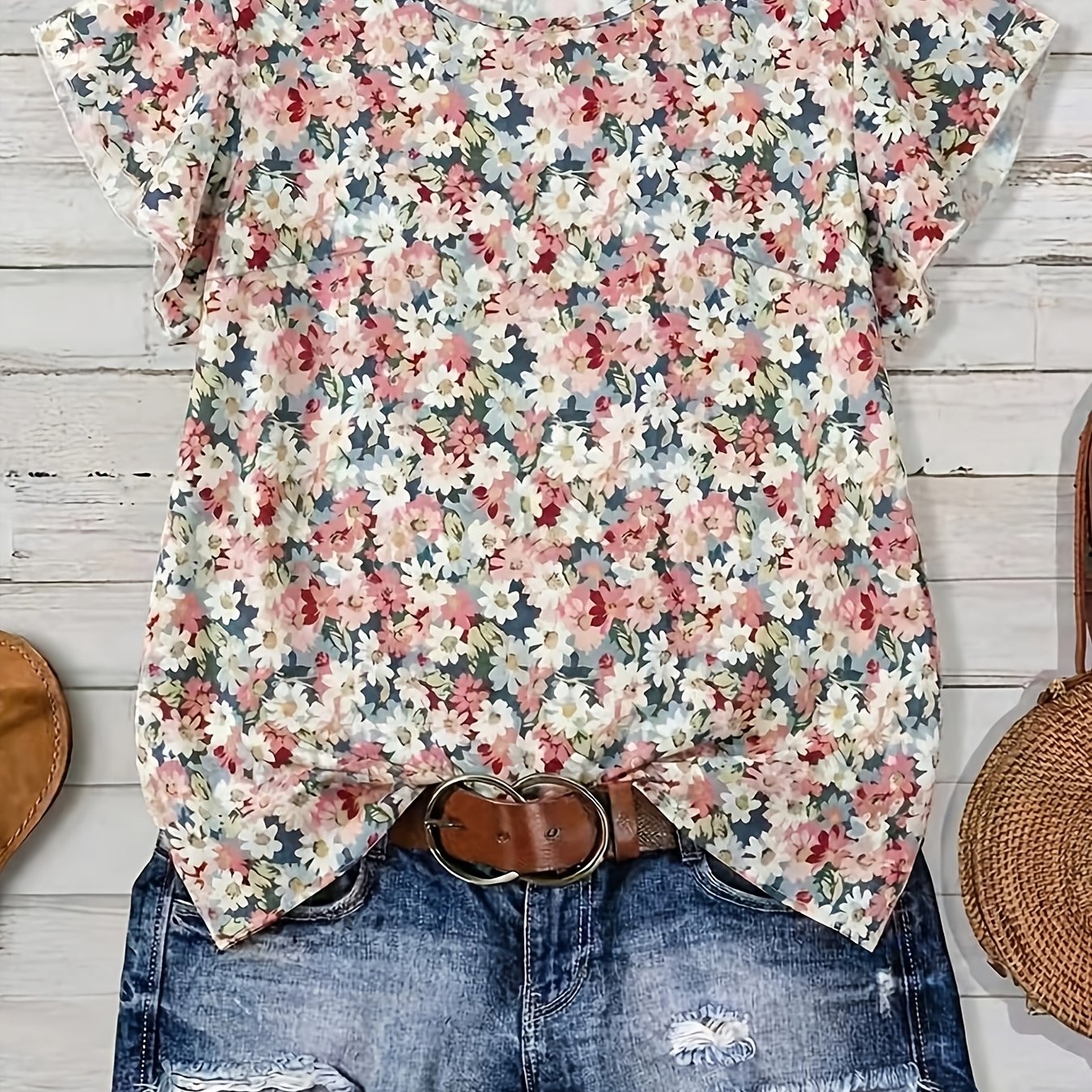 TEMU Women's Vintage Floral Casual Vacation Shirt
