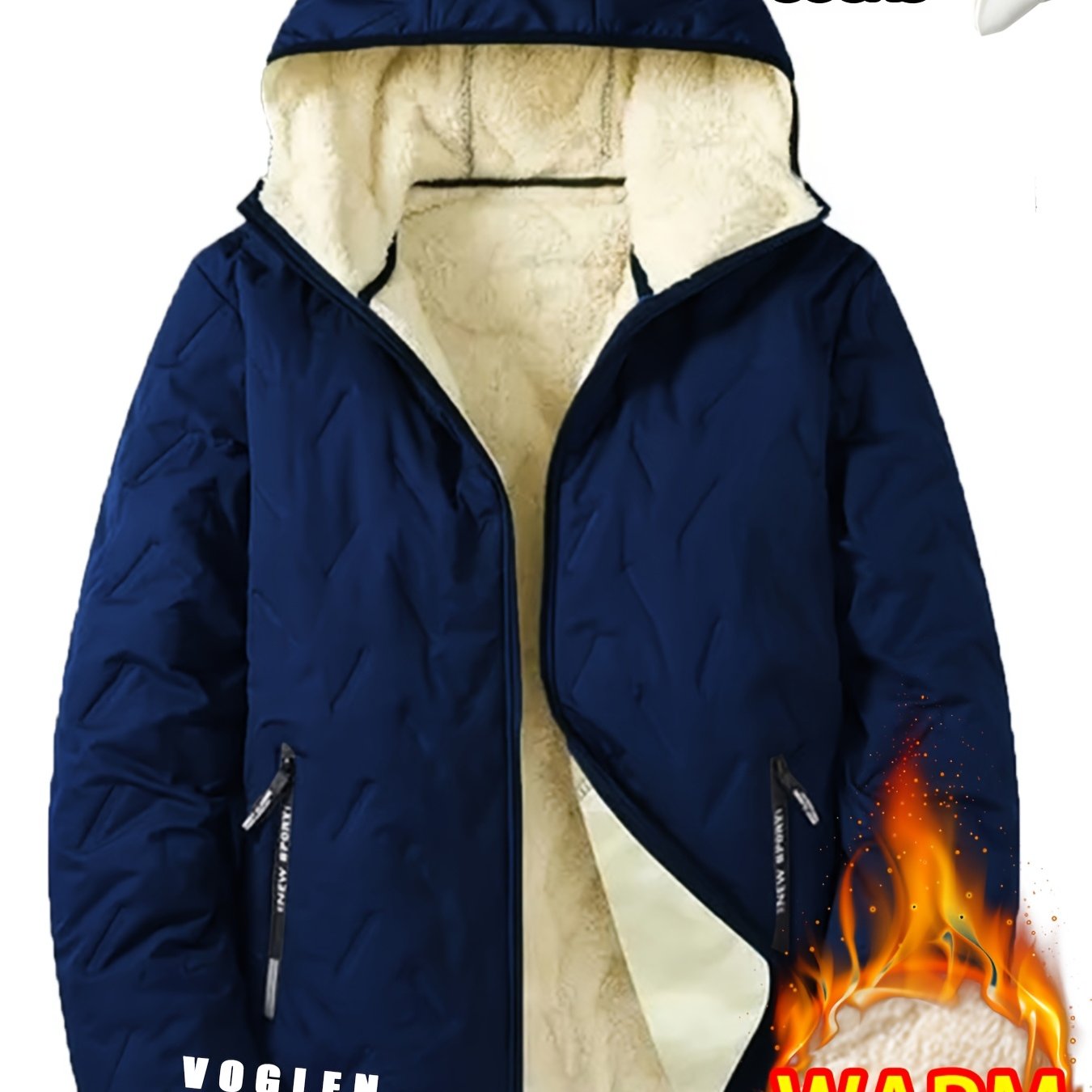 TEMU 1pc - Autumn/winter Men's Hooded Long Sleeve Jacket, Men's Winter Casual Jacket With Plush Lining, Hooded Casual Outfit With Pockets, Suitable