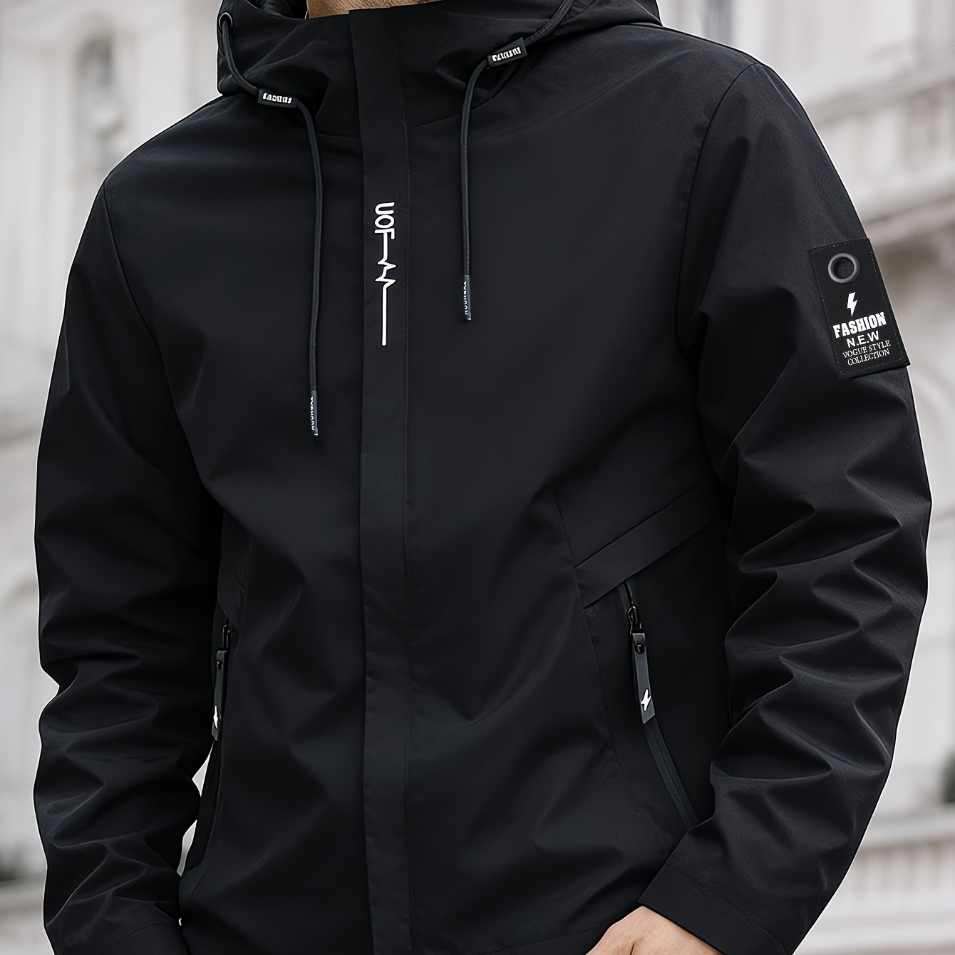 Persun Men's Fashion Solid Zip-up Drawstring Hooded Long Sleeve Jacket Top
