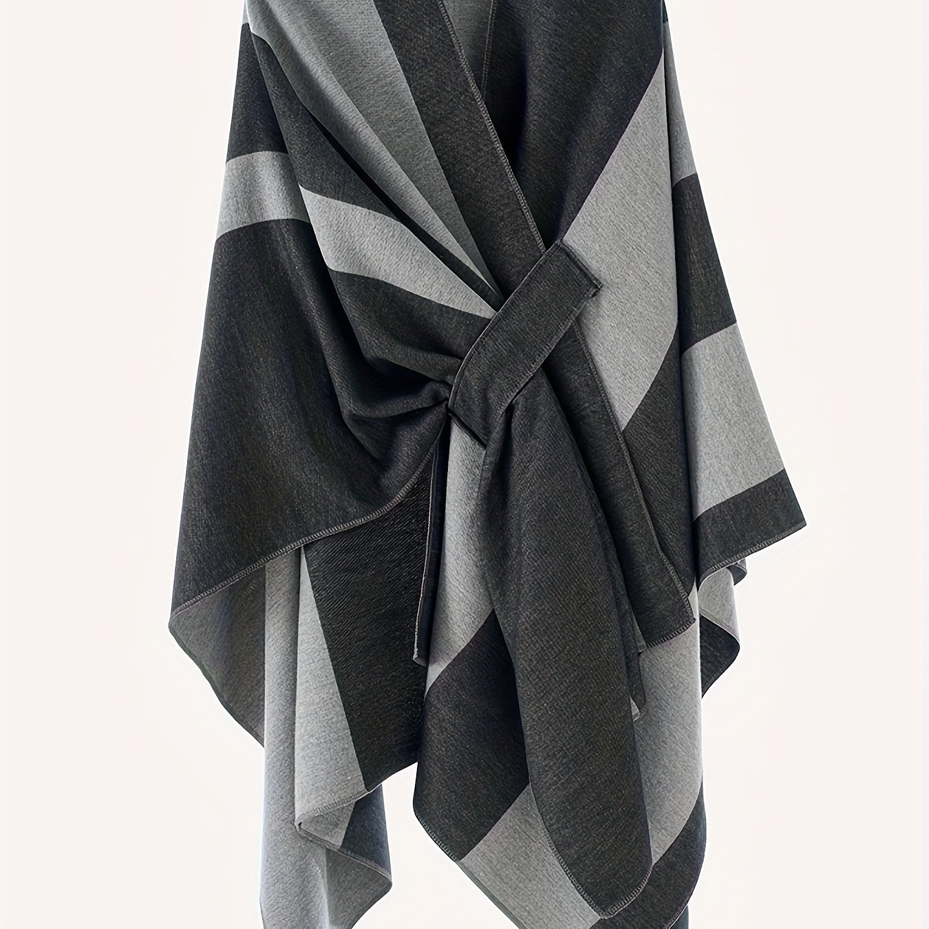 TEMU Plus Size, 1pc Women's Fashion Simple Elegant Bohemian -block Plus Size Cardigan, Lazy Striped Double-sided Shawl Cape, Striped Warm Comfortable