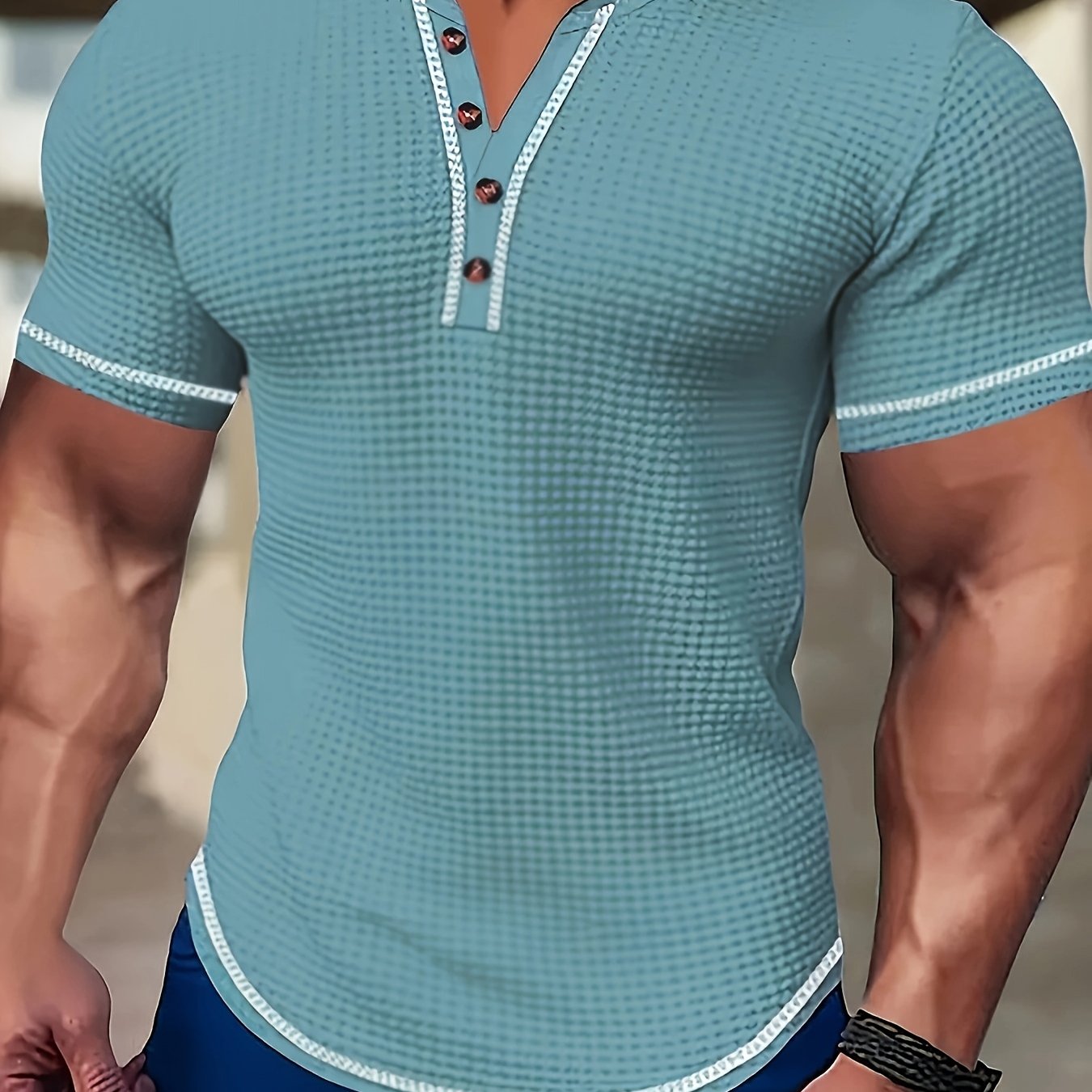 TEMU Kj-t06 Plus Size Men's Summer Crew Neck Short Sleeve Color Block Sports Fitness Polyester Multicolor Base T-shirt