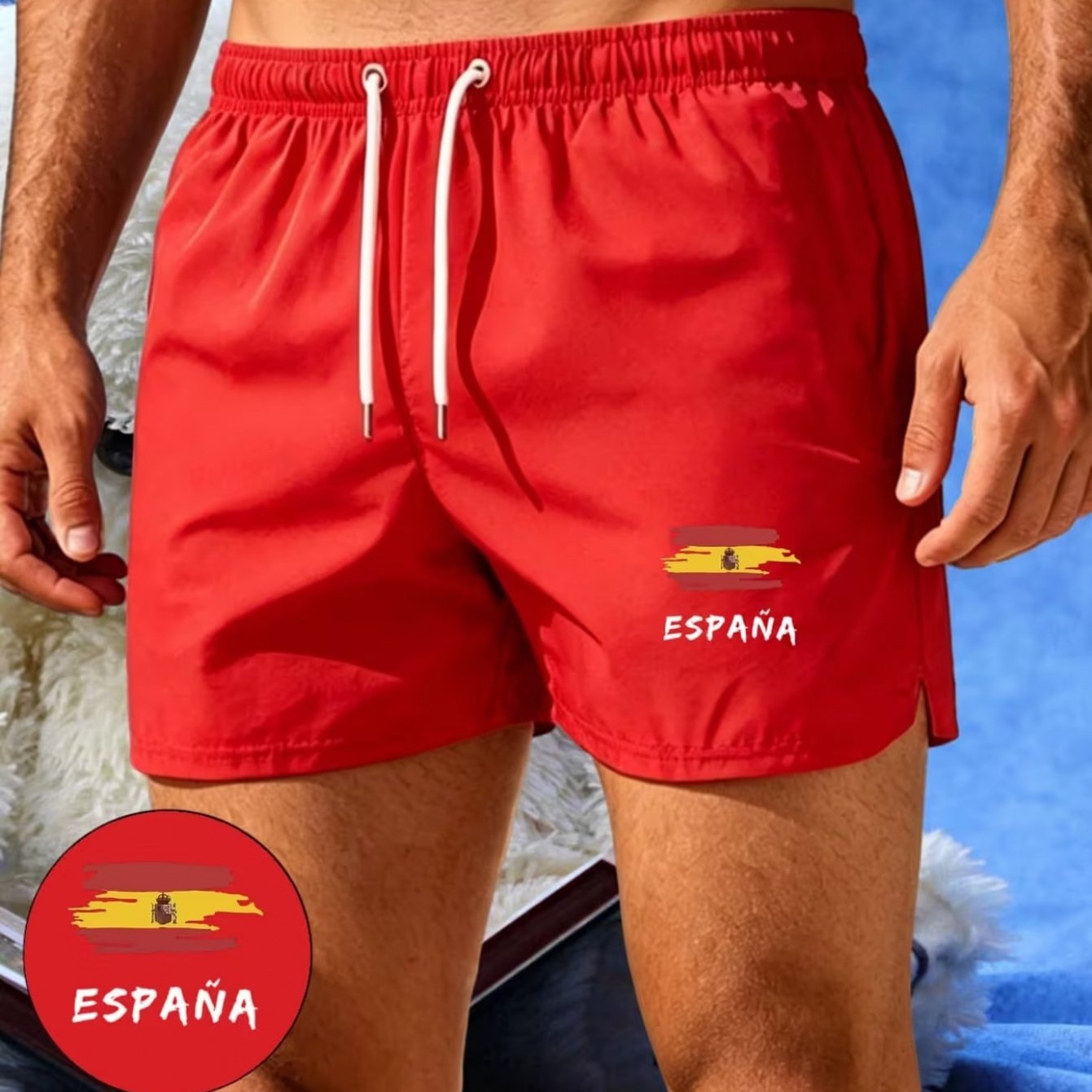 TEMU Pantalones cortos de playa para hombre, pantalones cortos deportivos casuales, de secado rápido y transpirables, cintura elástica con cordón,