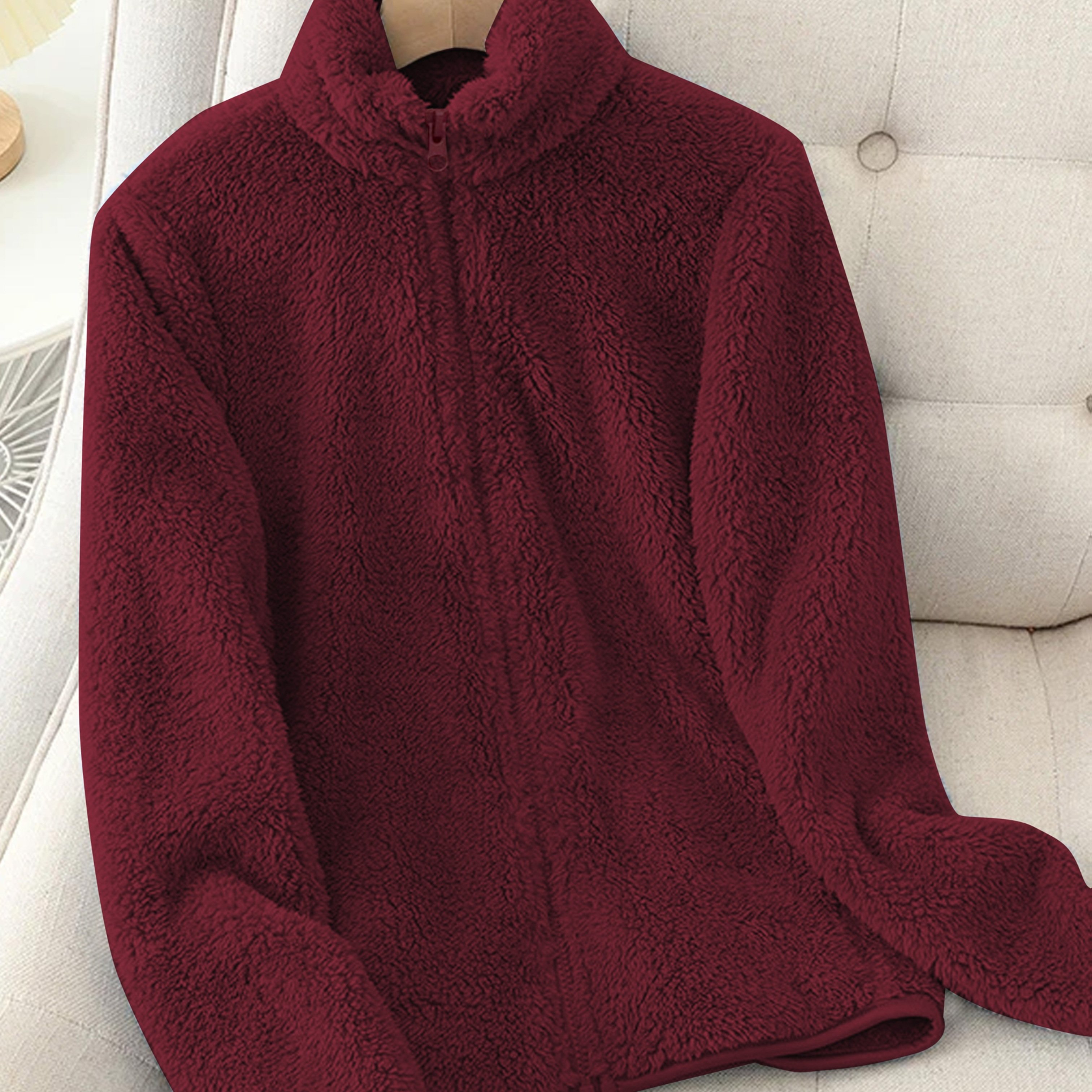 TEMU Women's Thickened Warm Winter Coat For Autumn And Winter Double-sided Plush Jacket Plush Coral Fleece Coat Shag Enameled Style