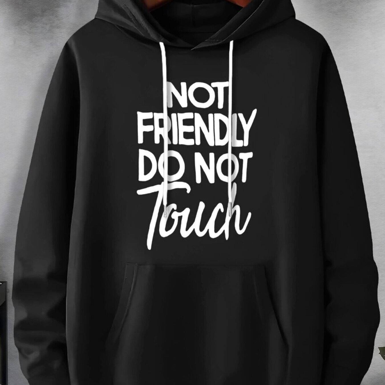 TEMU Fashion Print Hoodie, Men's Plus-size Hoodie, English Print Hooded Hoodie With Kangaroo -size Men's Clothing, Suitable For Winter And Autumn, As