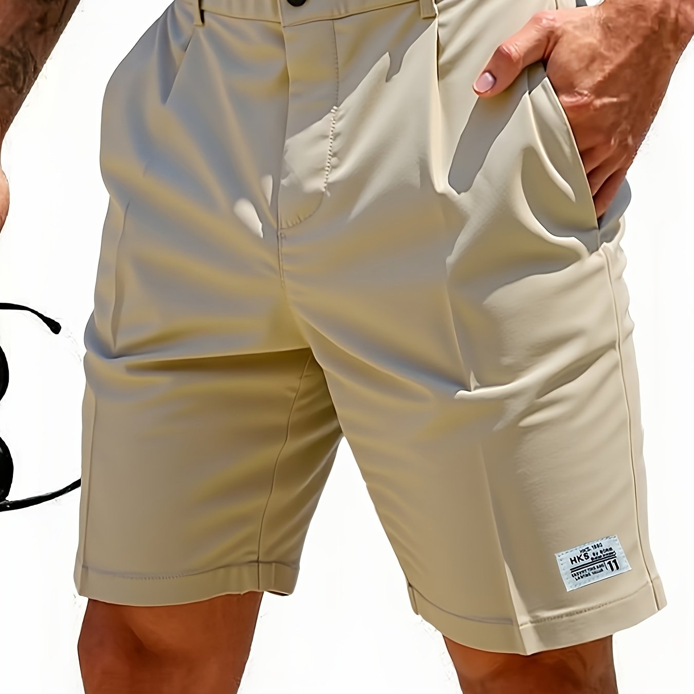 TEMU Lightweight Summer Suit Shorts, Trendy Versatile Knee-length Shorts, Loose Straight-leg Business Casual Men's Shorts