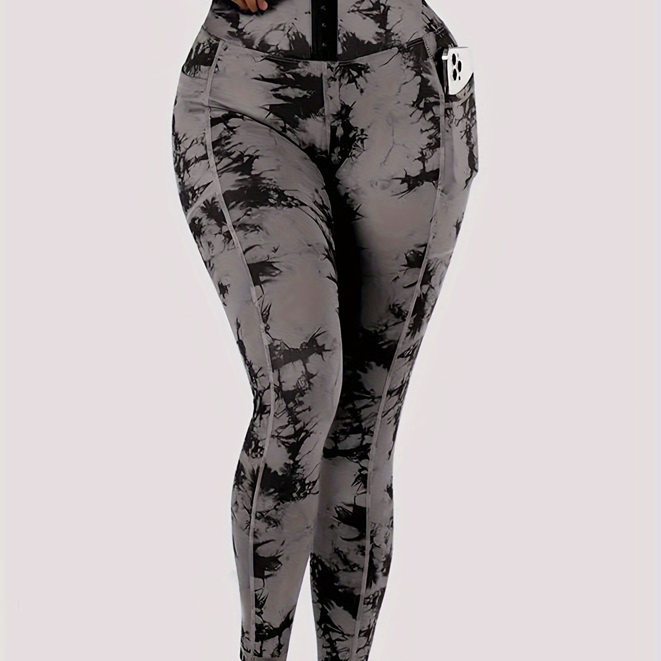 E-shop Damen Tie-Dye Bedruckte Bauchkontroll-Leggings mit Po-Lifting, , Taillenbegrenzung, Bodycon, Sexy Knopfleiste vorne, High-Waist Fitness Yoga