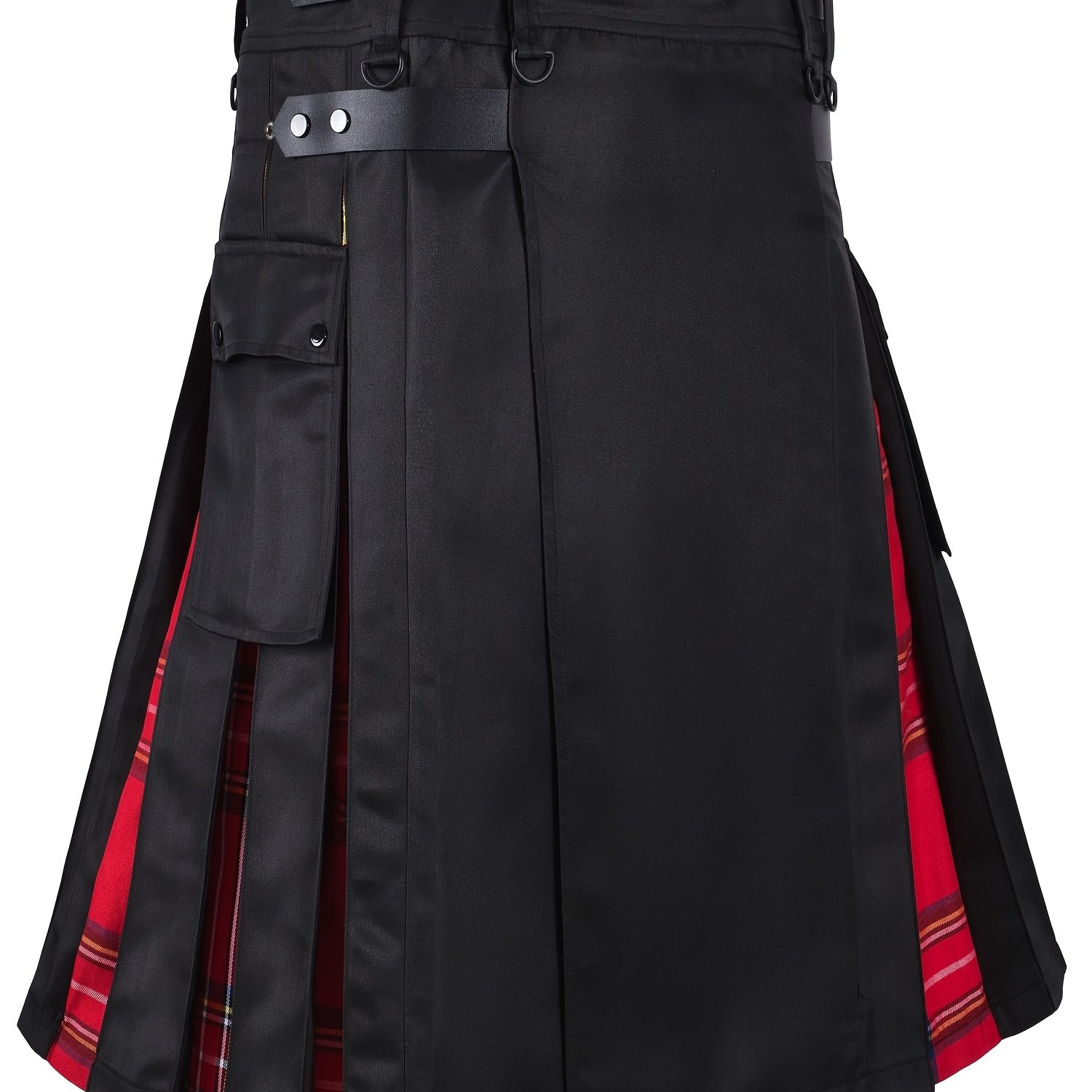 European And American Spring/summer Men's Scottish Kilt, Festival Skirt, Contrast Color Pleated Skirt, Red/ , Black And Red Color Block/ Night/'s Day//wedding/halloween/traditional