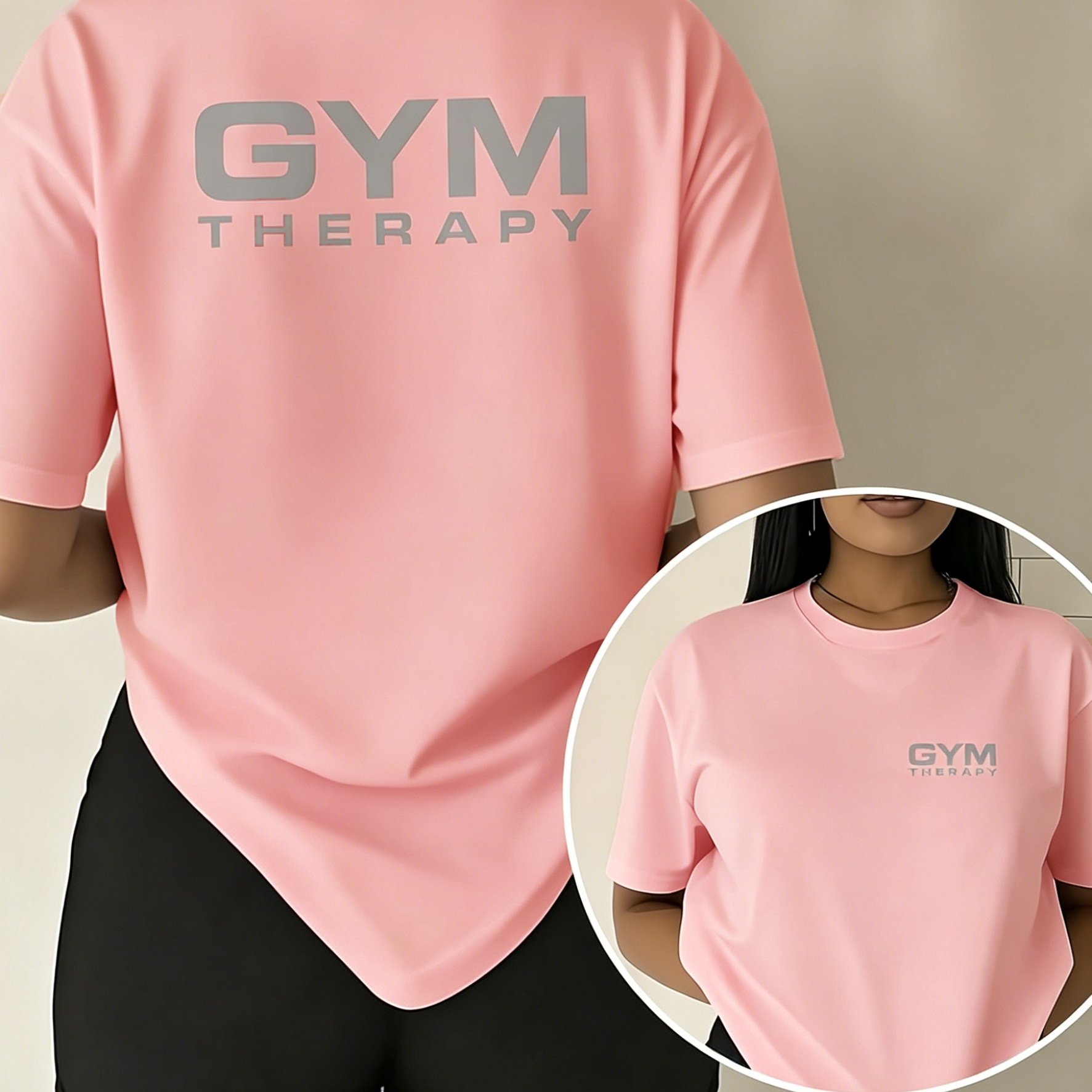 TEMU Women's Front And Back Print Loose T-shirt, Fitness Athletic Casual Top