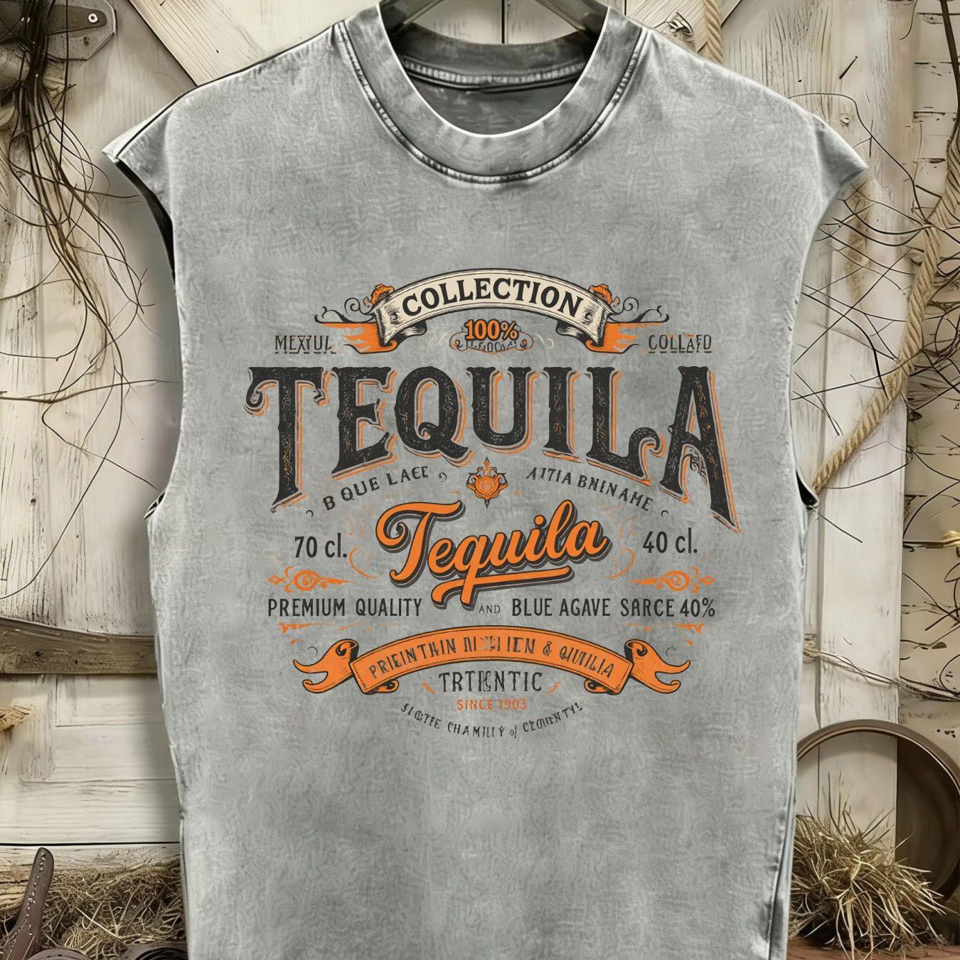 Unisex Women 210gsm Washed Cotton Tank Tequila Pattern Daily Wear Unique Wardrobe Addition Perfect Gift For Tequila Lovers Retro Style Enthusiasts All Washable, For Teenager