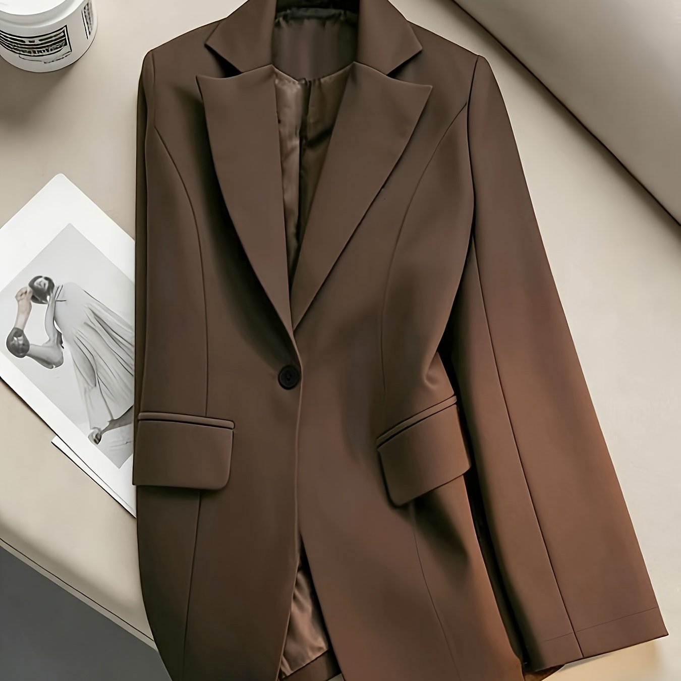 Women' Color Lapel Blazer Jacket, Casual Versatile Elegant Coat