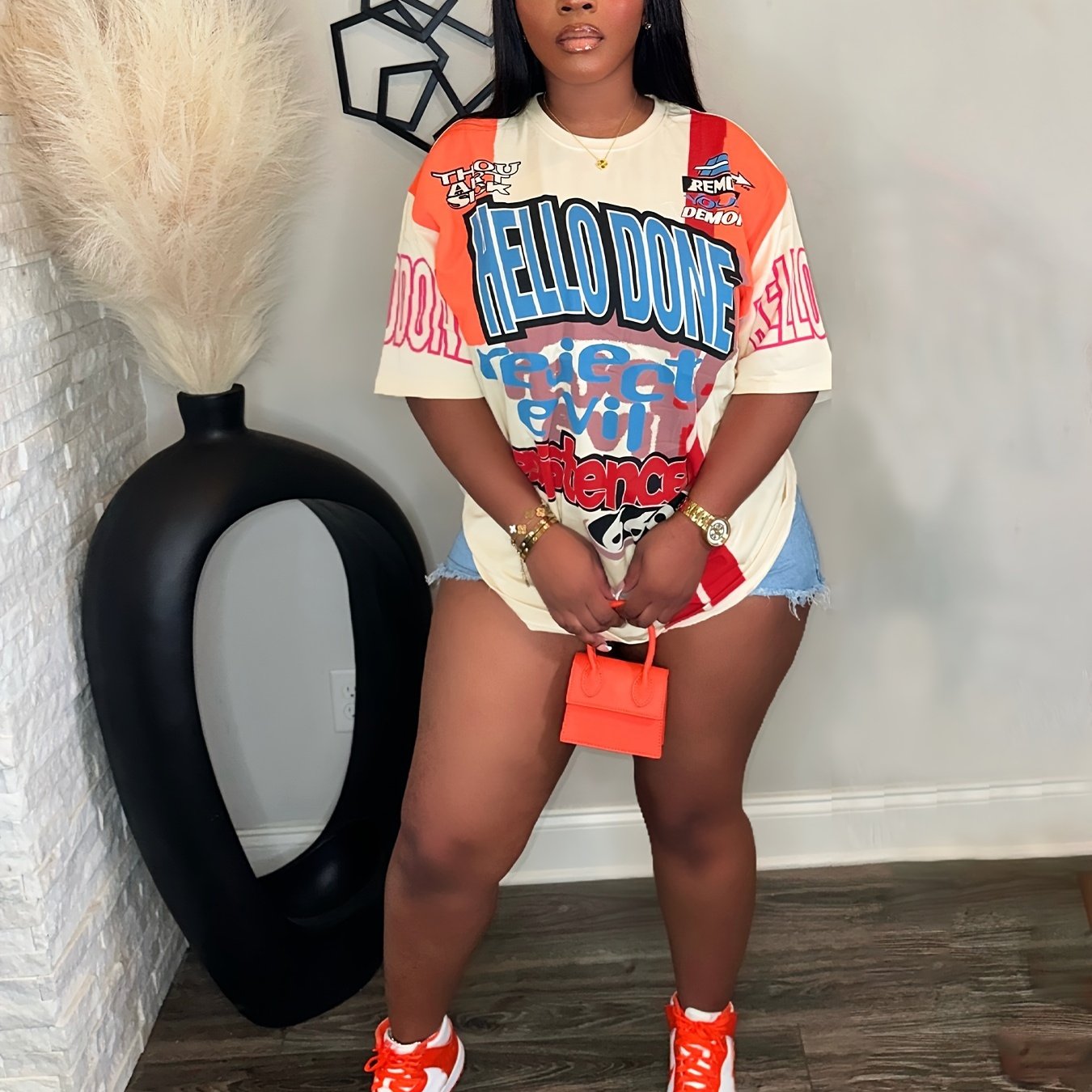 TEMU Plus Size - Plus Size - Extra Large Letter Fashion Short Sleeve T-shirt