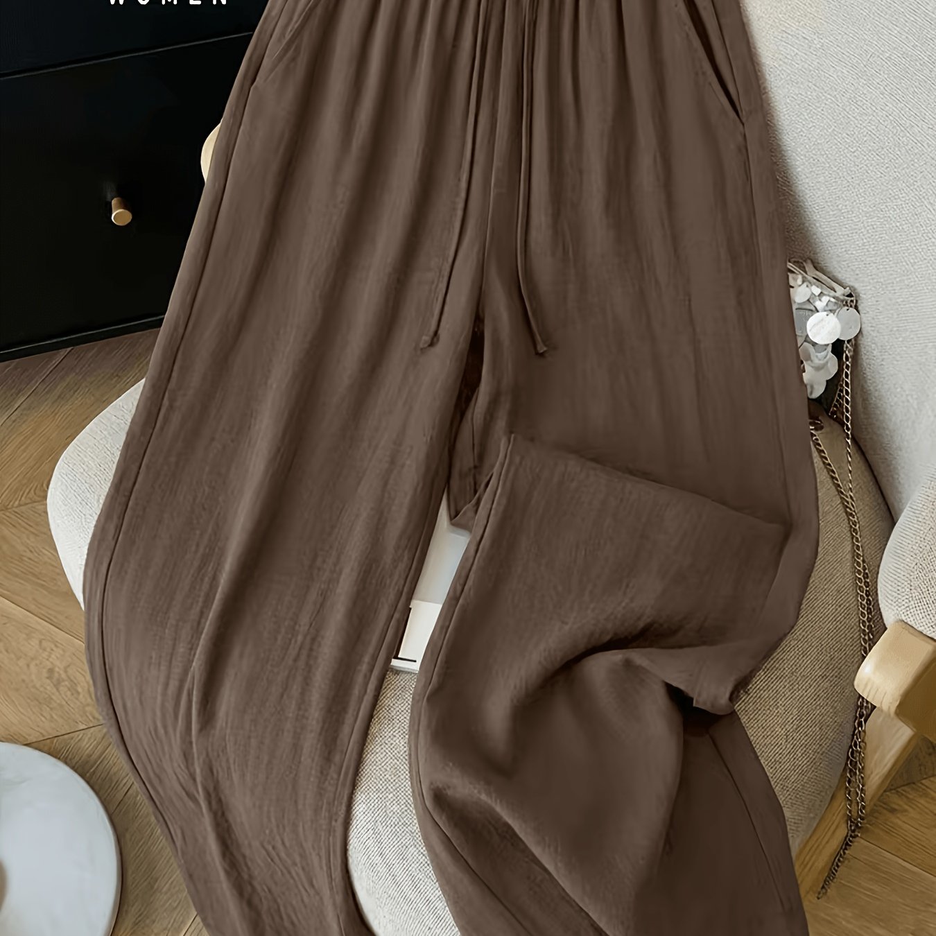 E-shop Leichte, atmungsaktive Damen-Langhose, vielseitige, lockere Sommerhose mit hohem Bund und weitem Bein, geeignet für Strandurlaub und tägliche