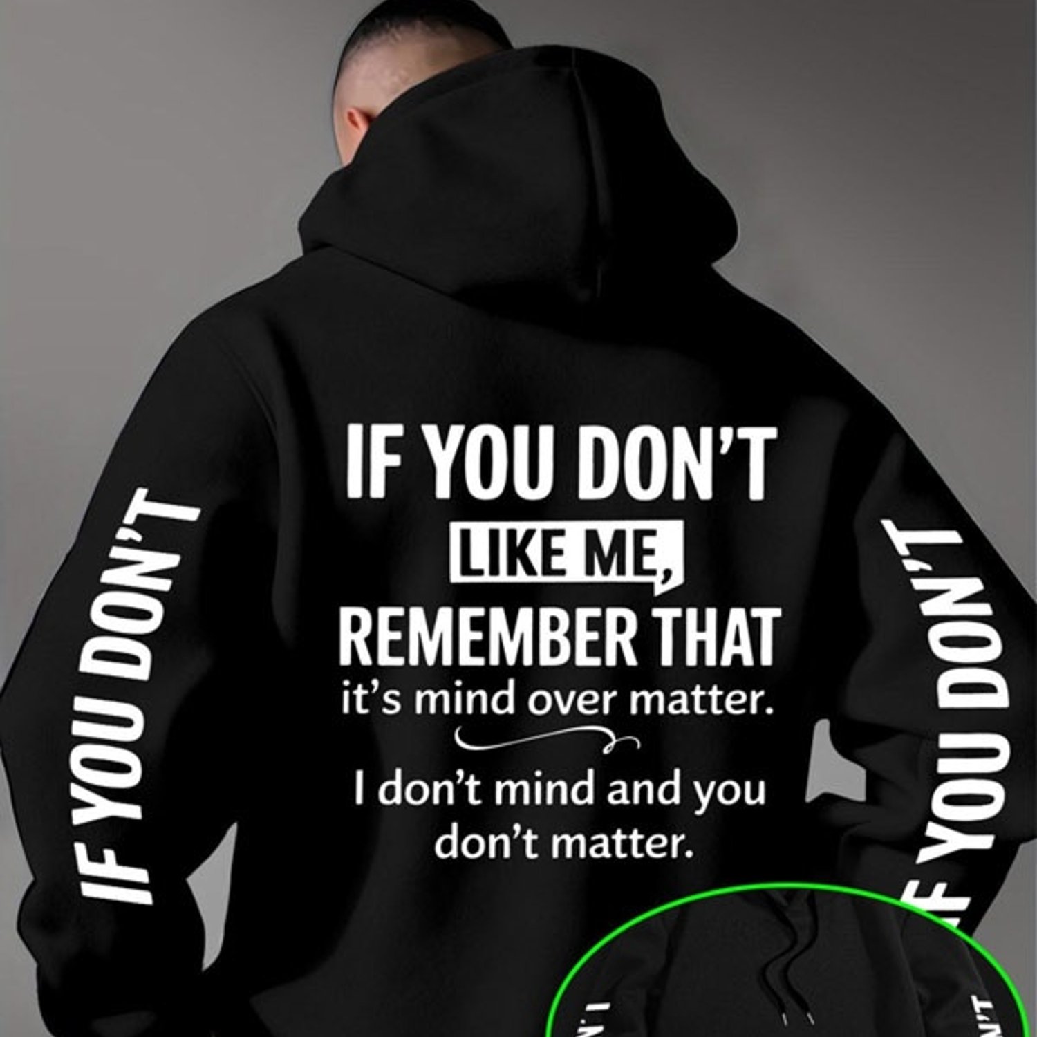 TEMU Men's Black Polyester Hoodie, Funny Sarcastic Text Print Pullover Hooded Sweatshirt, Soft Casual Top With Multiple Sizes, Ideal For Daily Casual