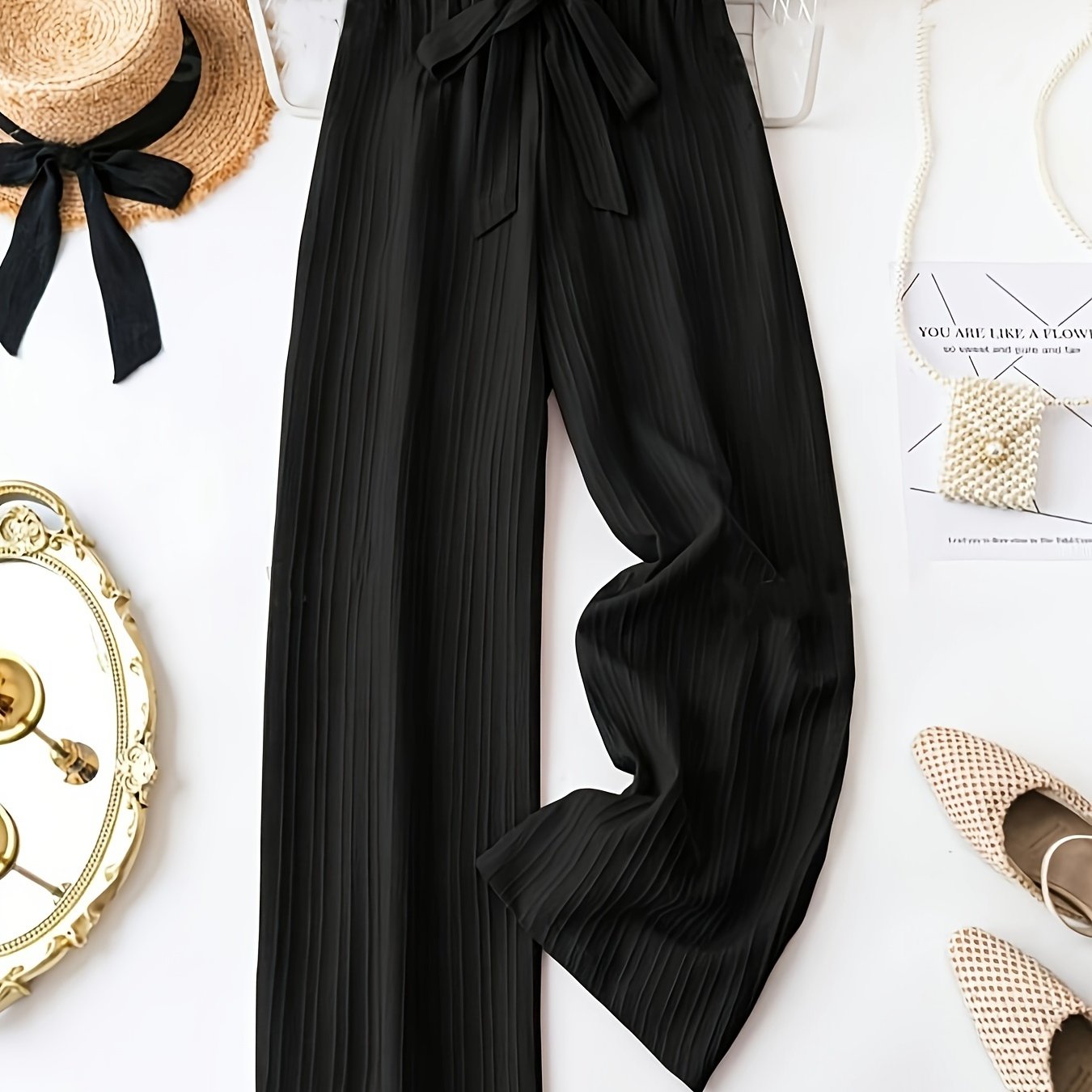 Women's Fashion Solid Color Loose Wide-leg Pants