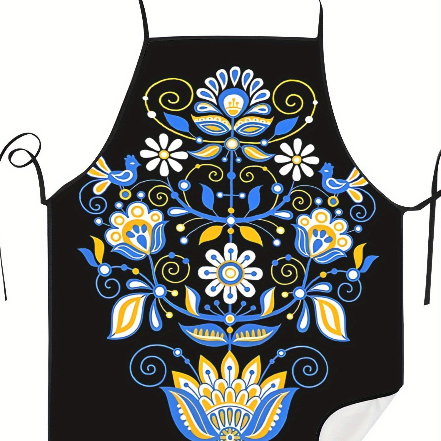 TEMU 2d Print Design Ukrainian Traditonal Pattern Adjustable Cooking Apron Unisex Household